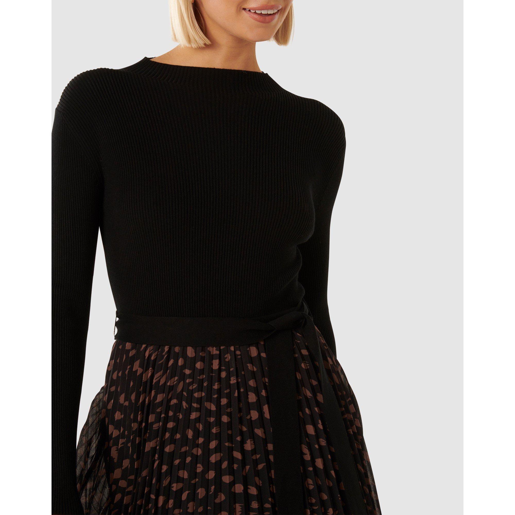 Sepia Pebble - Forever New - Penelope Woven Mix Knit Dress - 2