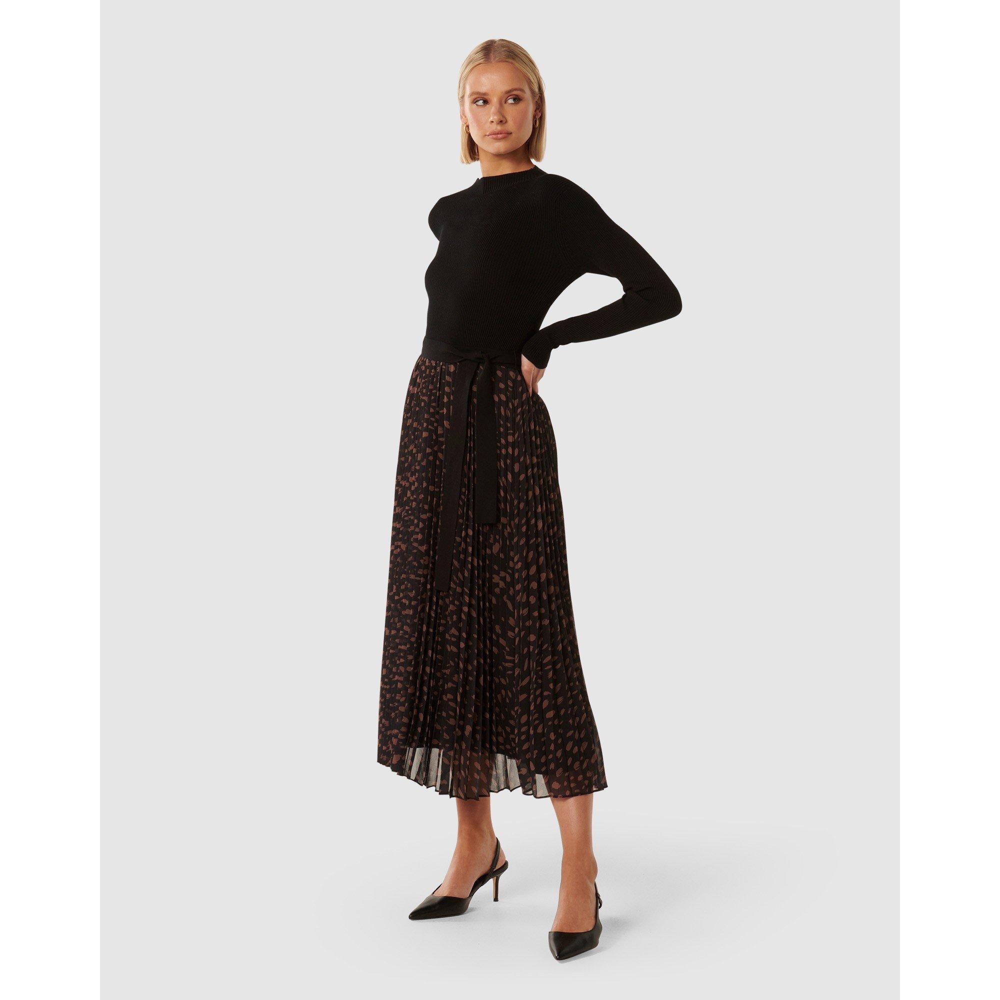 Sepia Pebble - Forever New - Penelope Woven Mix Knit Dress - 3