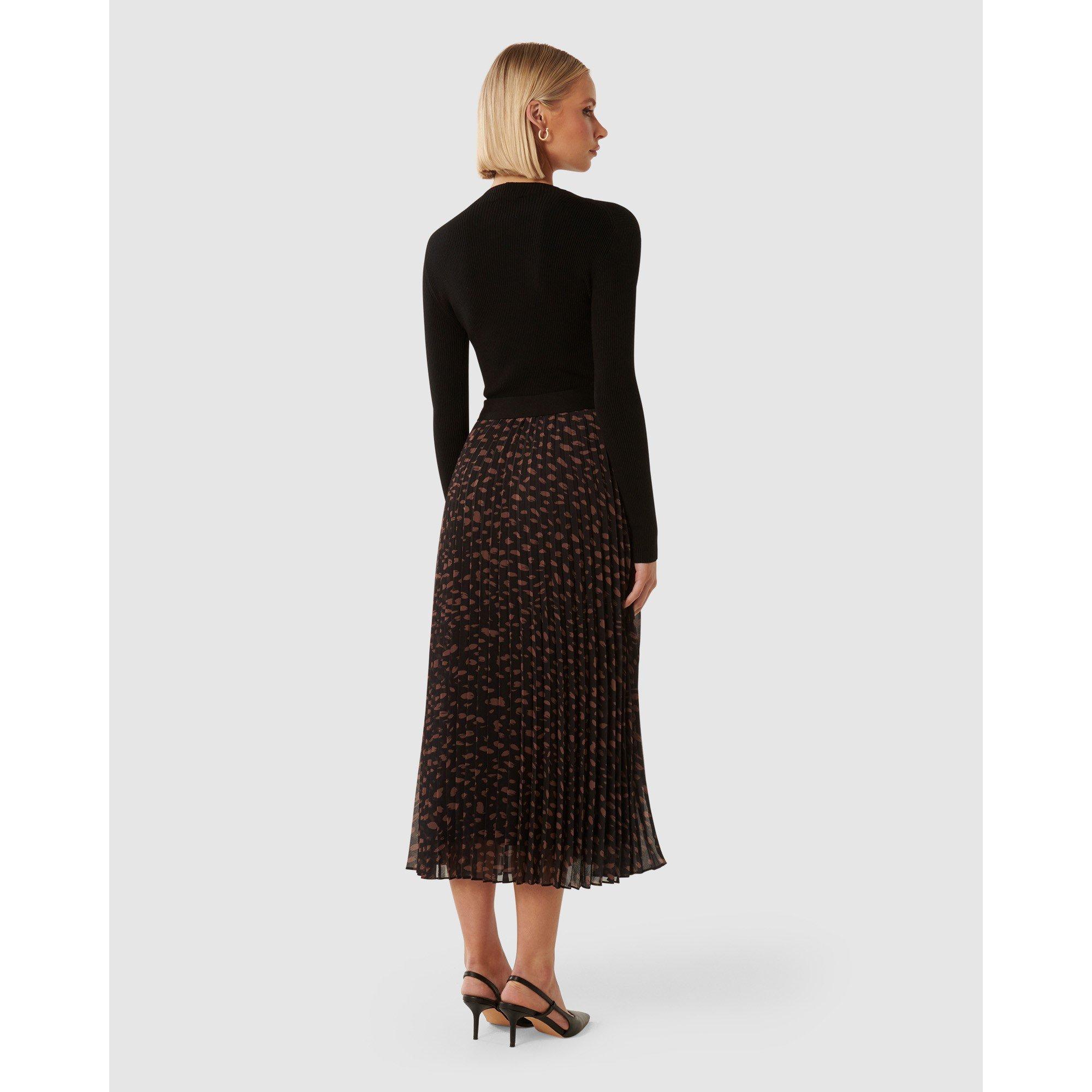 Sepia Pebble - Forever New - Penelope Woven Mix Knit Dress - 4