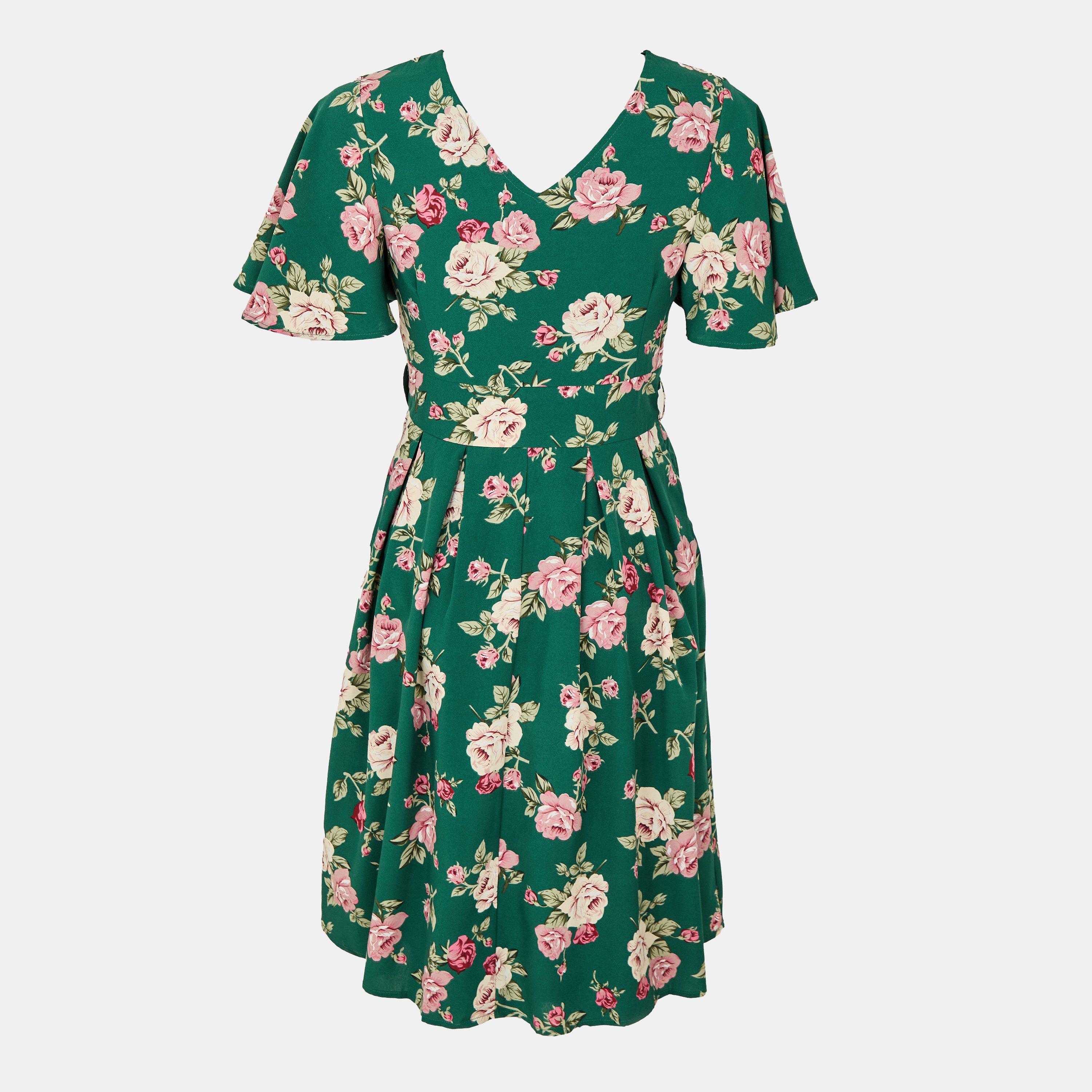 Green - Mela London - Green Floral Wrap Dress - 2