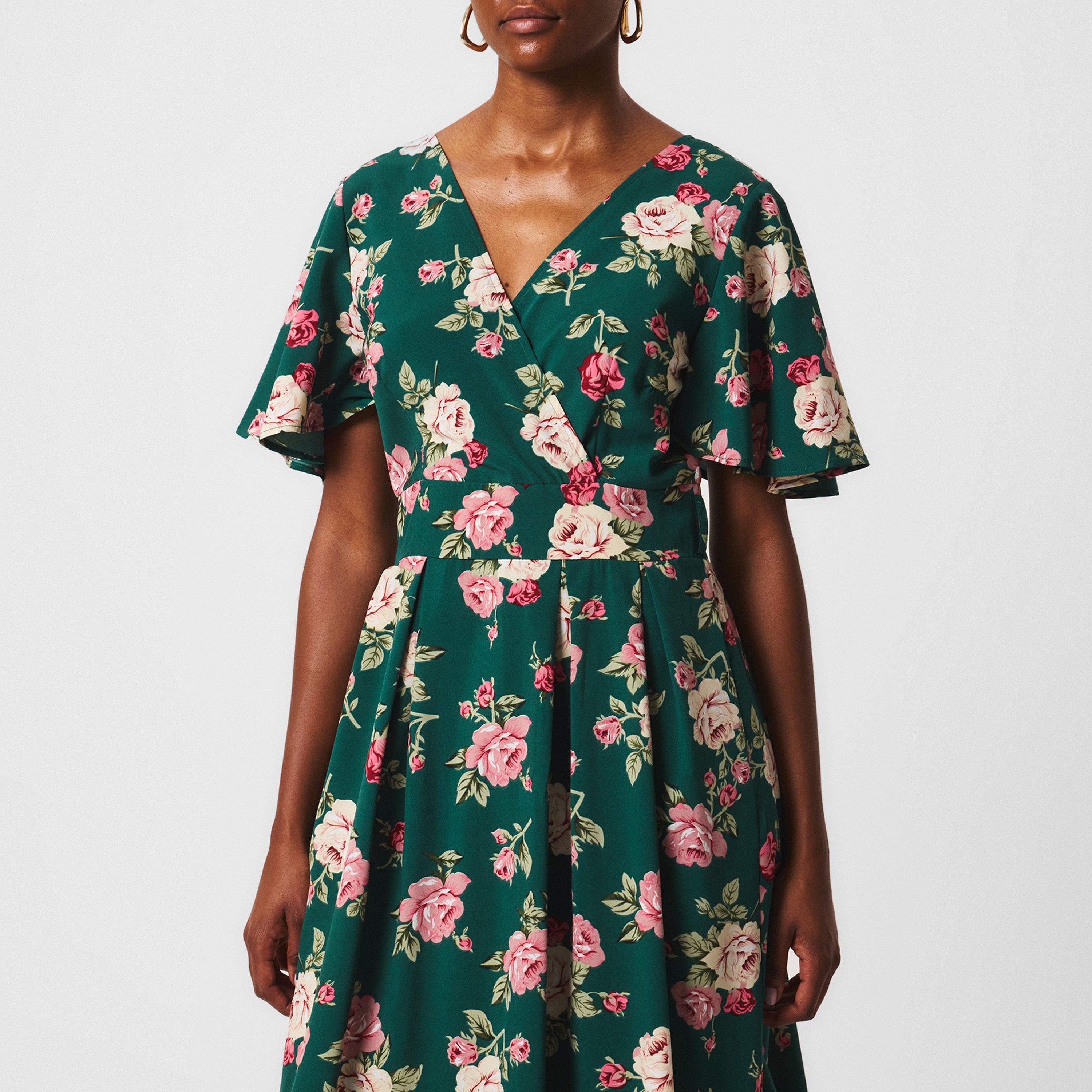 Green - Mela London - Green Floral Wrap Dress - 3