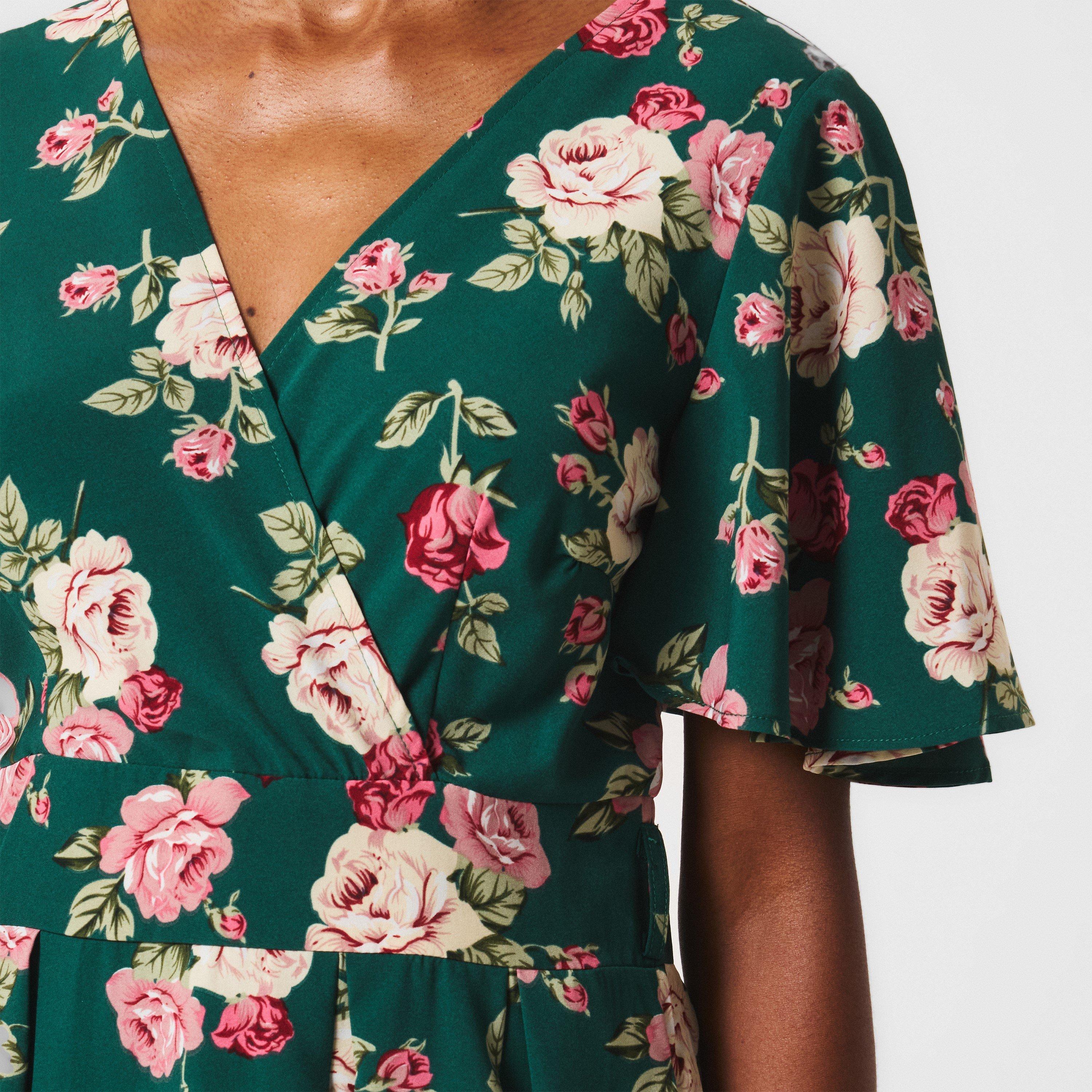 Green - Mela London - Green Floral Wrap Dress - 5