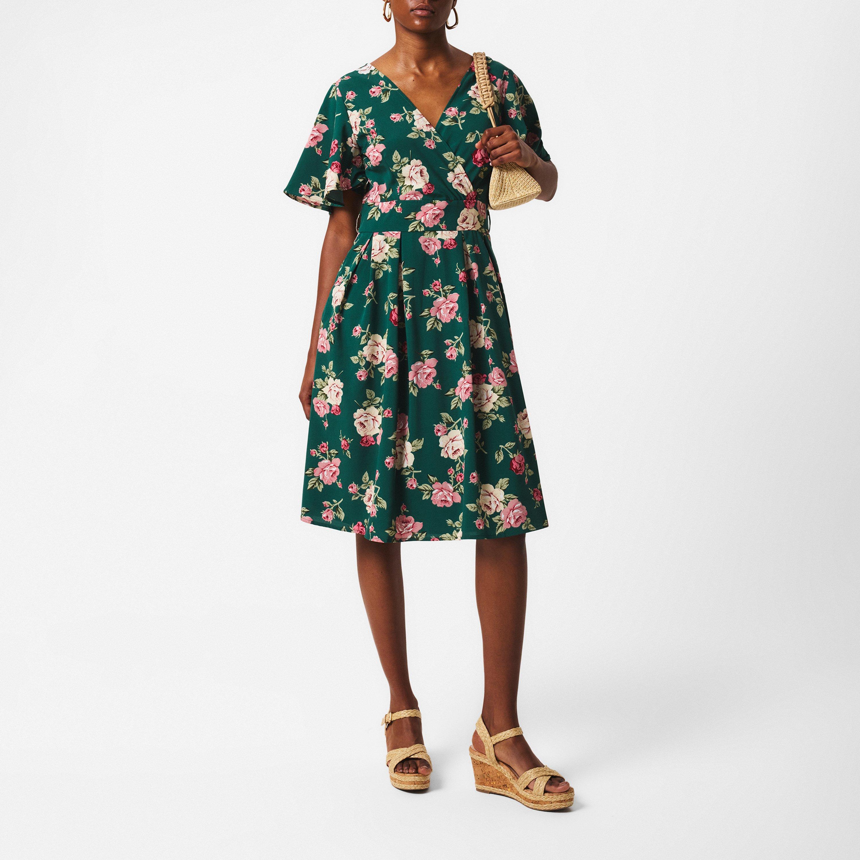 Green - Mela London - Green Floral Wrap Dress - 6