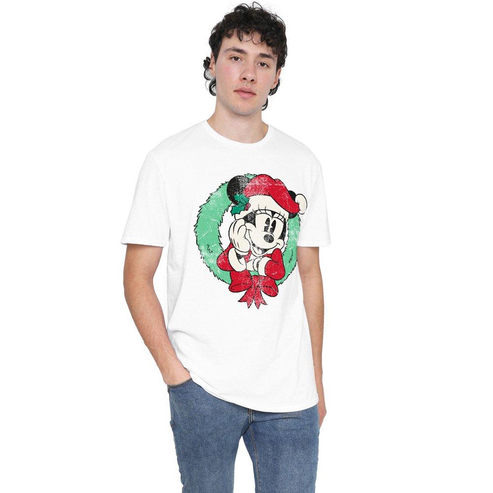 Minnie Mouse Minnie Mouse Christmas Wreath T-Shirt White