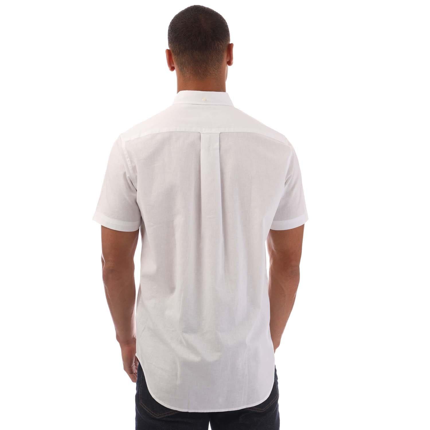 White - Gant - Regular Fit Cotton Linen Short Sleeve Shirt - 3