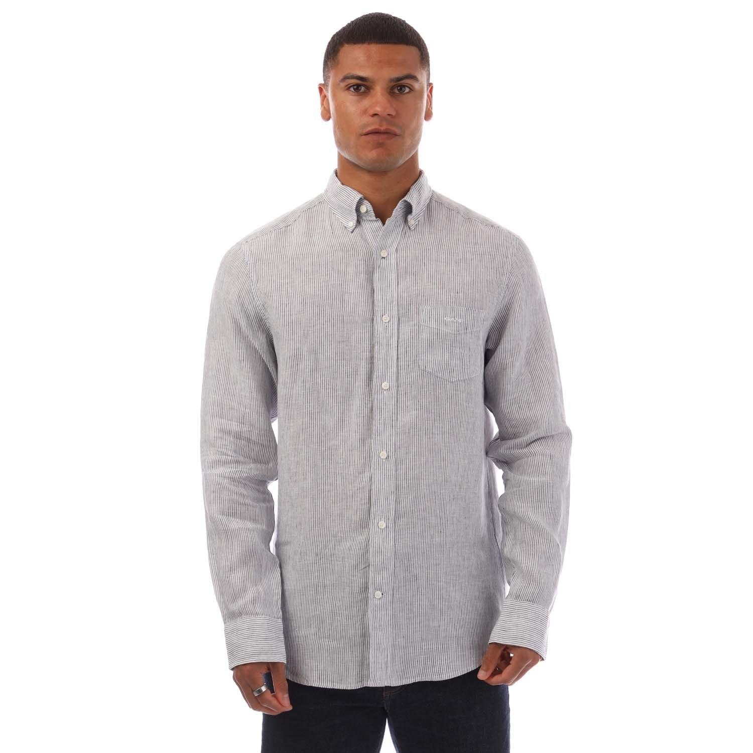 White - Gant - Regular Fit Striped Linen Shirt - 1
