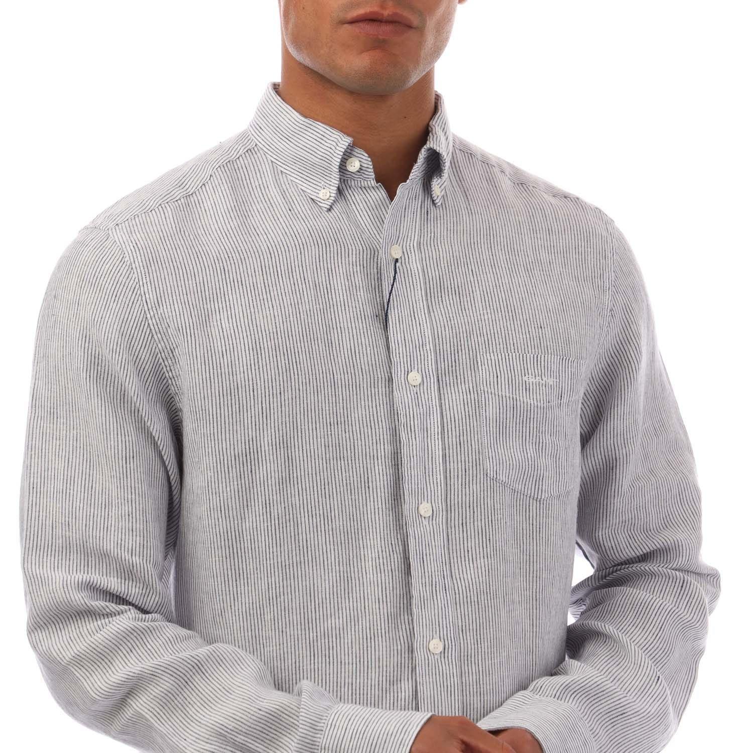 White - Gant - Regular Fit Striped Linen Shirt - 2