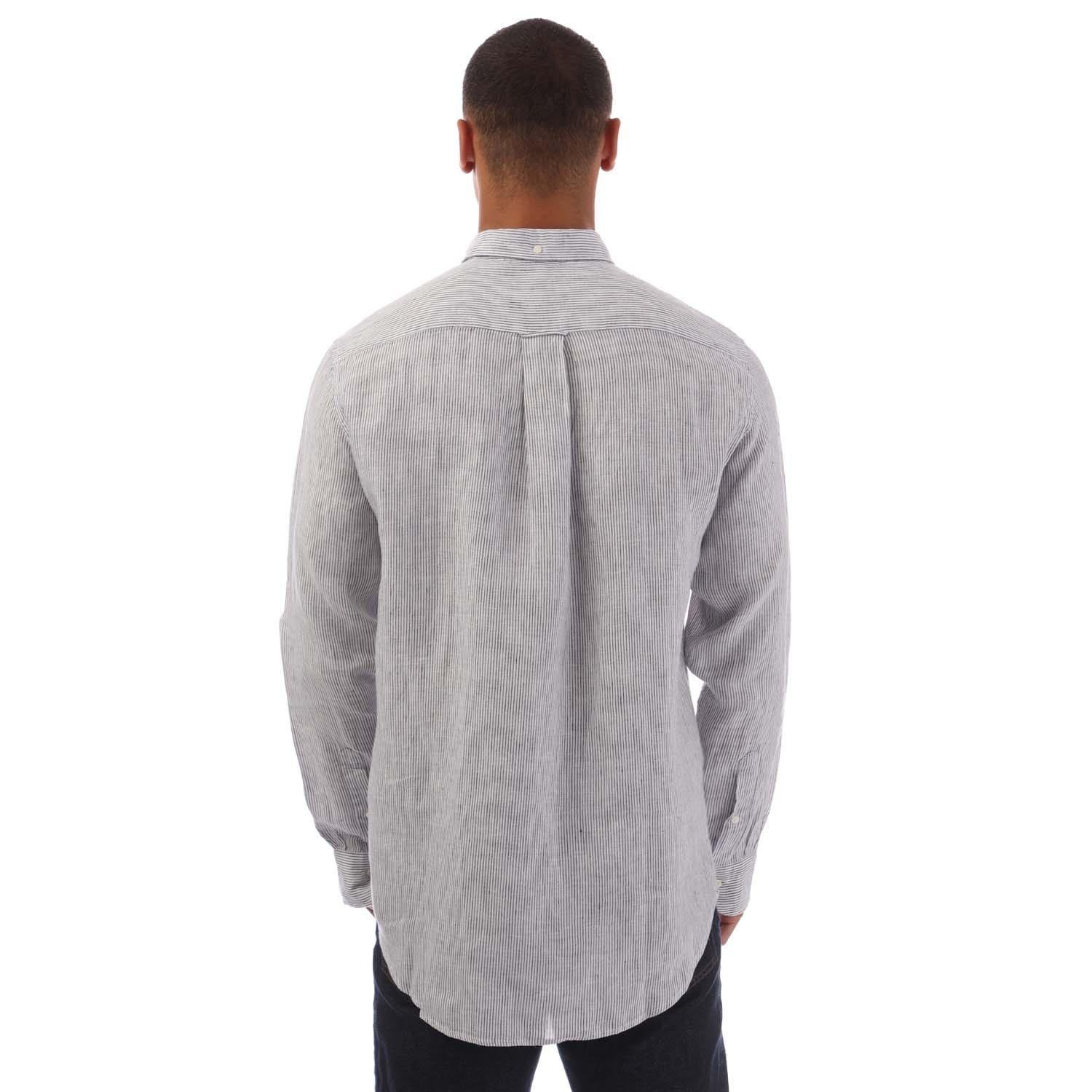 White - Gant - Regular Fit Striped Linen Shirt - 3