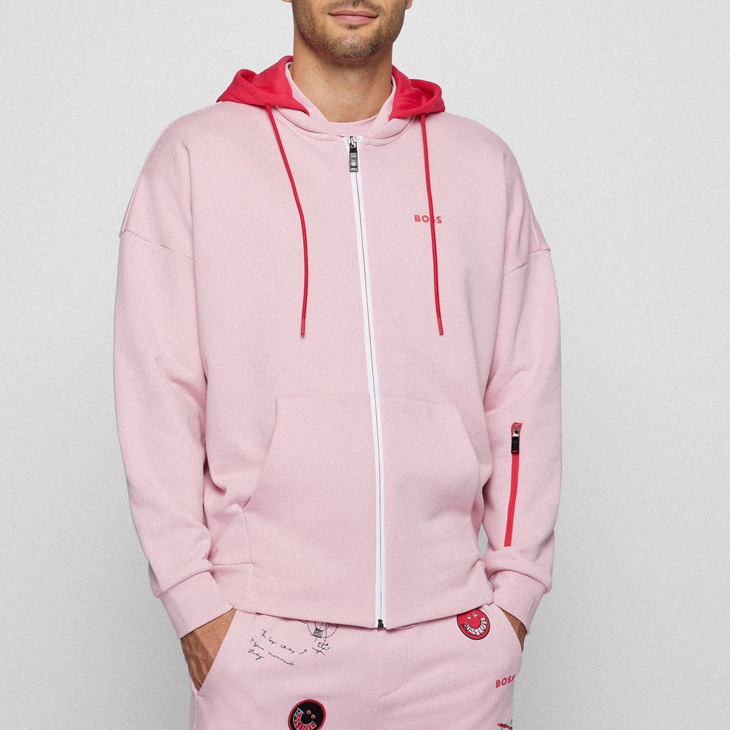 Pink - Boss - Saggyart Hooded ZIp Sweatshirt - 1