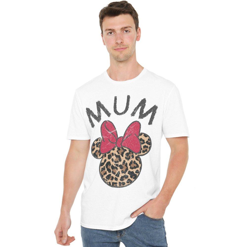Minnie Mouse Men's Mothers Day Leopard Print Mum T-Shir - White - XL