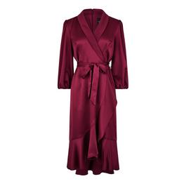 Adrianna Papell SATIN CREPE WRAP DRESS