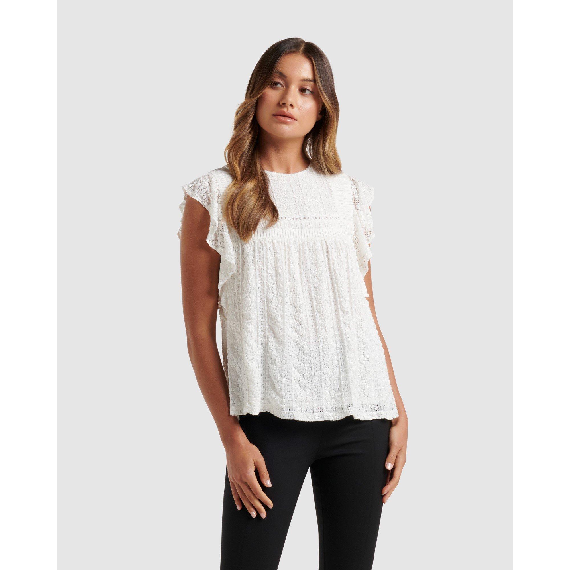 Black - Forever New - Lianna Lace Pintuck Top - 2