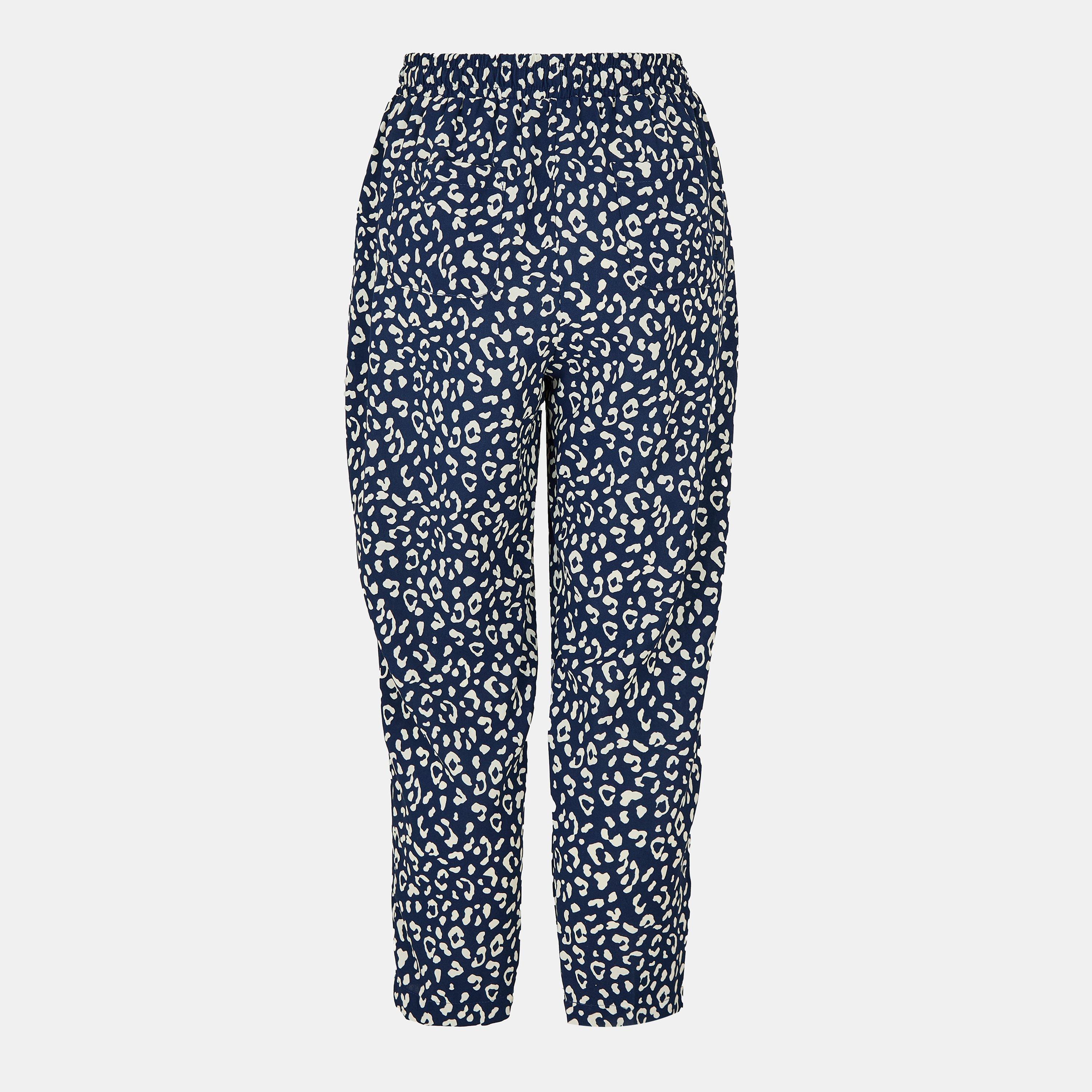 Navy - Yumi - Navy Animal Print Cropped Trouser - 2