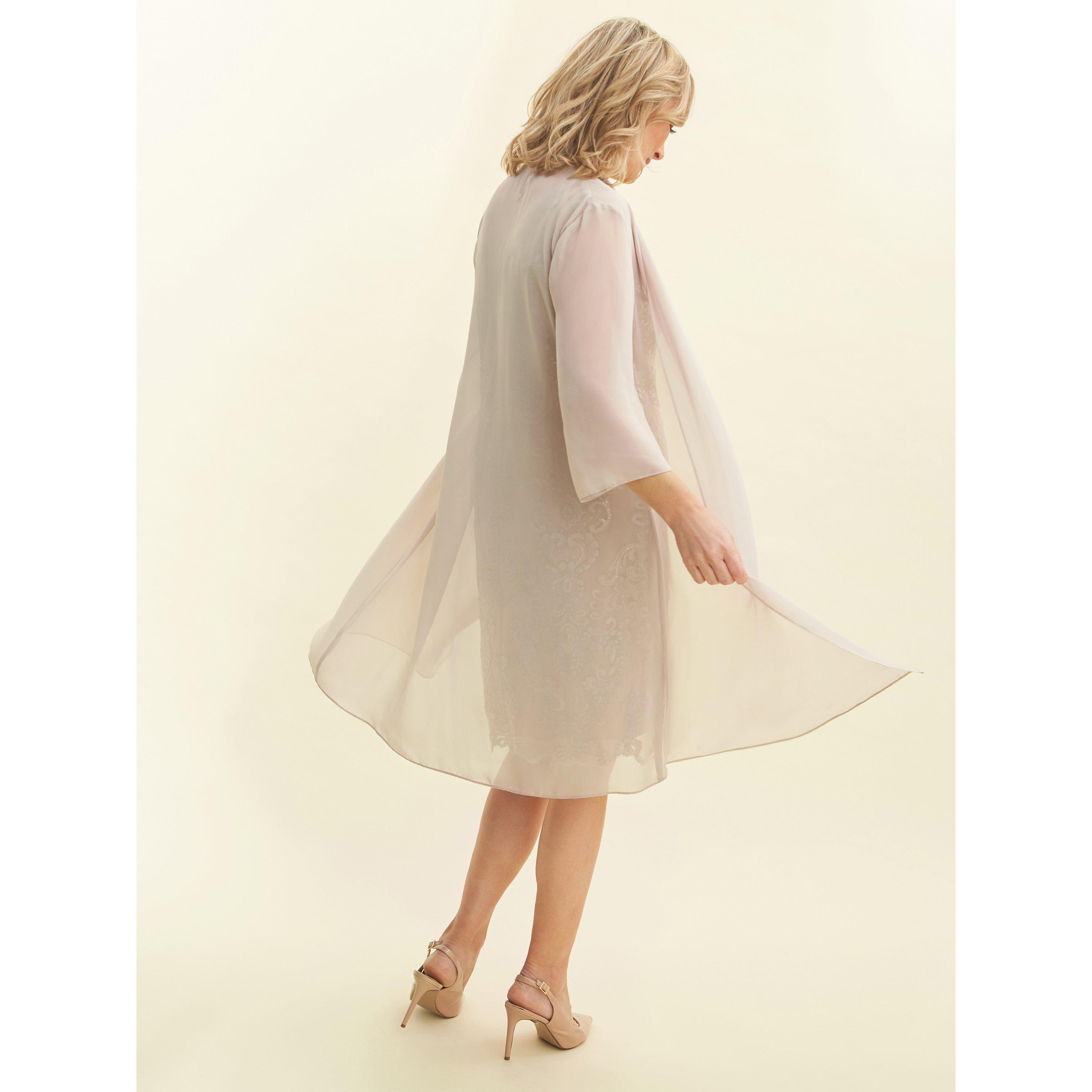 Taupe - Gina Bacconi - Joss Embroidered Dress With Jacket - 2