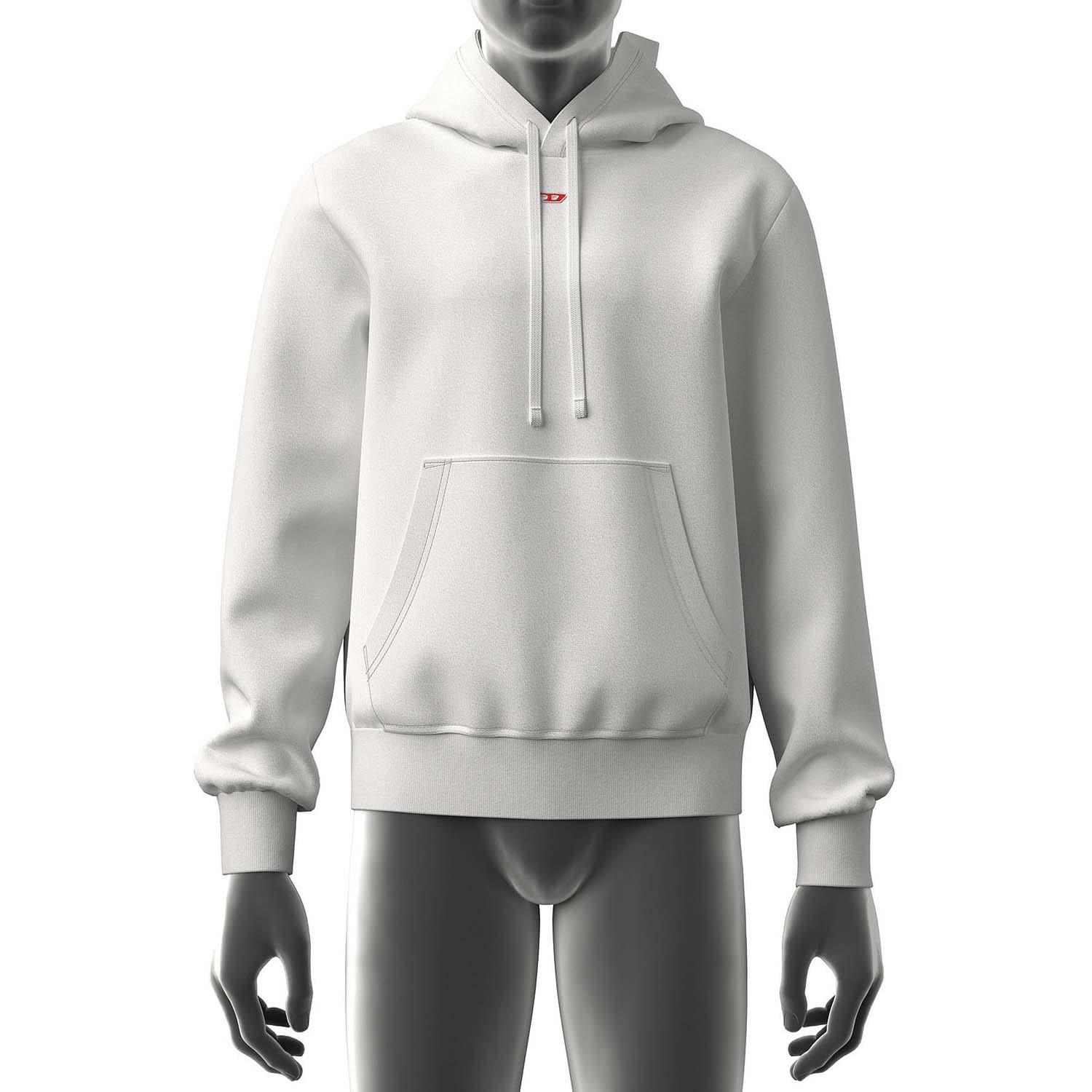 White - Diesel - S-Ginn-Hood-D Hoodie - 1
