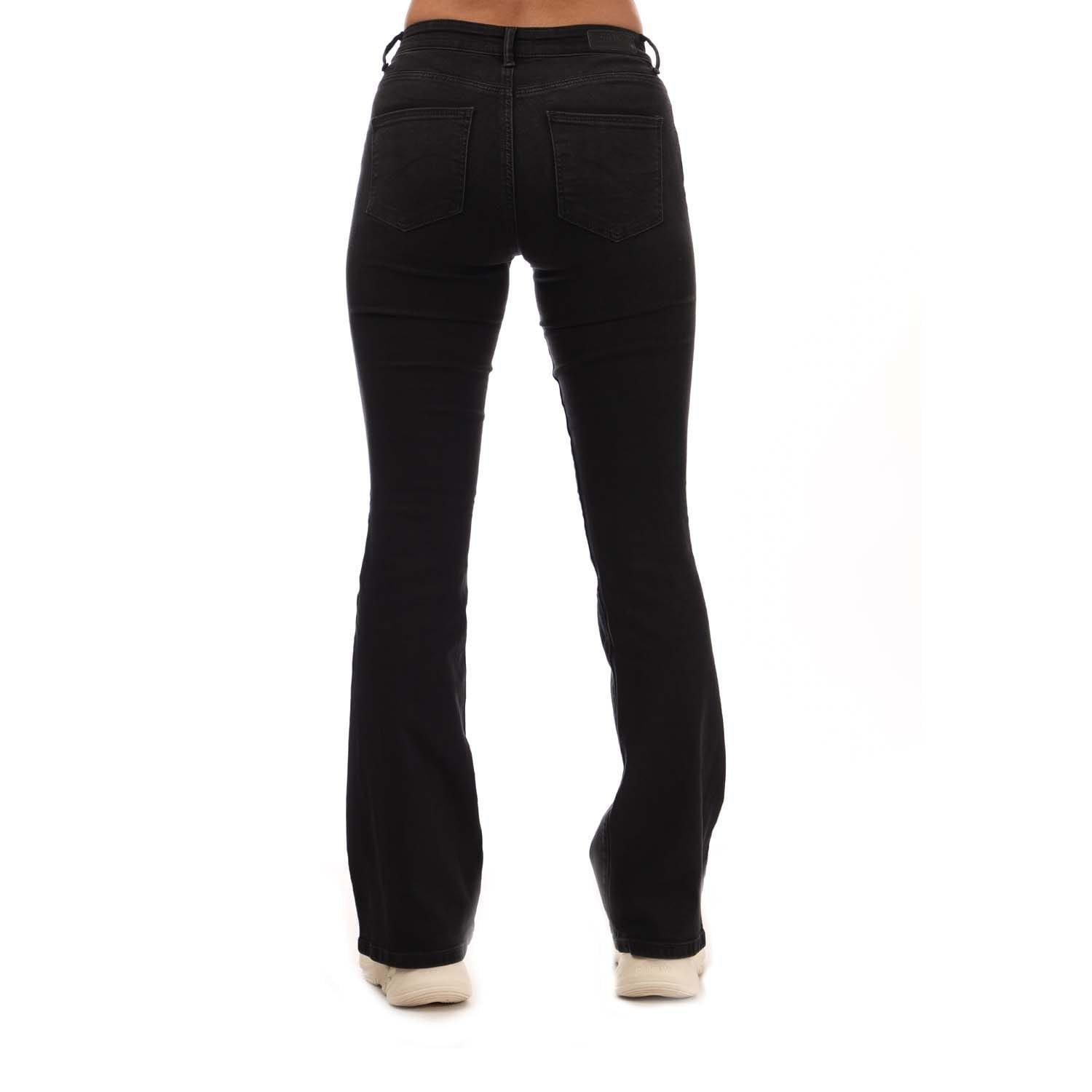Black - Only - Ann Mid Rise Flared Jeans - 2