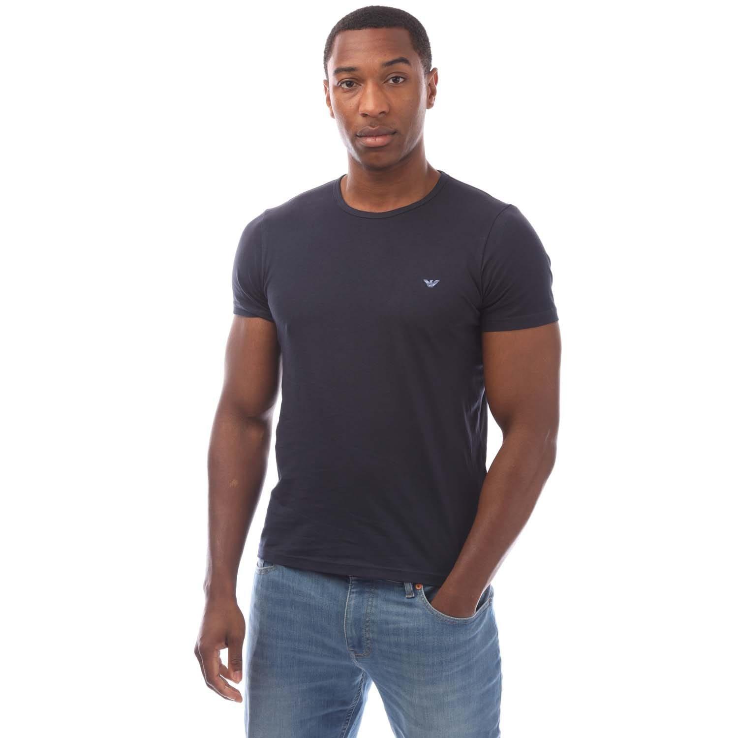 Navy - Emporio Armani - 2 Pack Assorted Crew Neck T-Shirt - 1