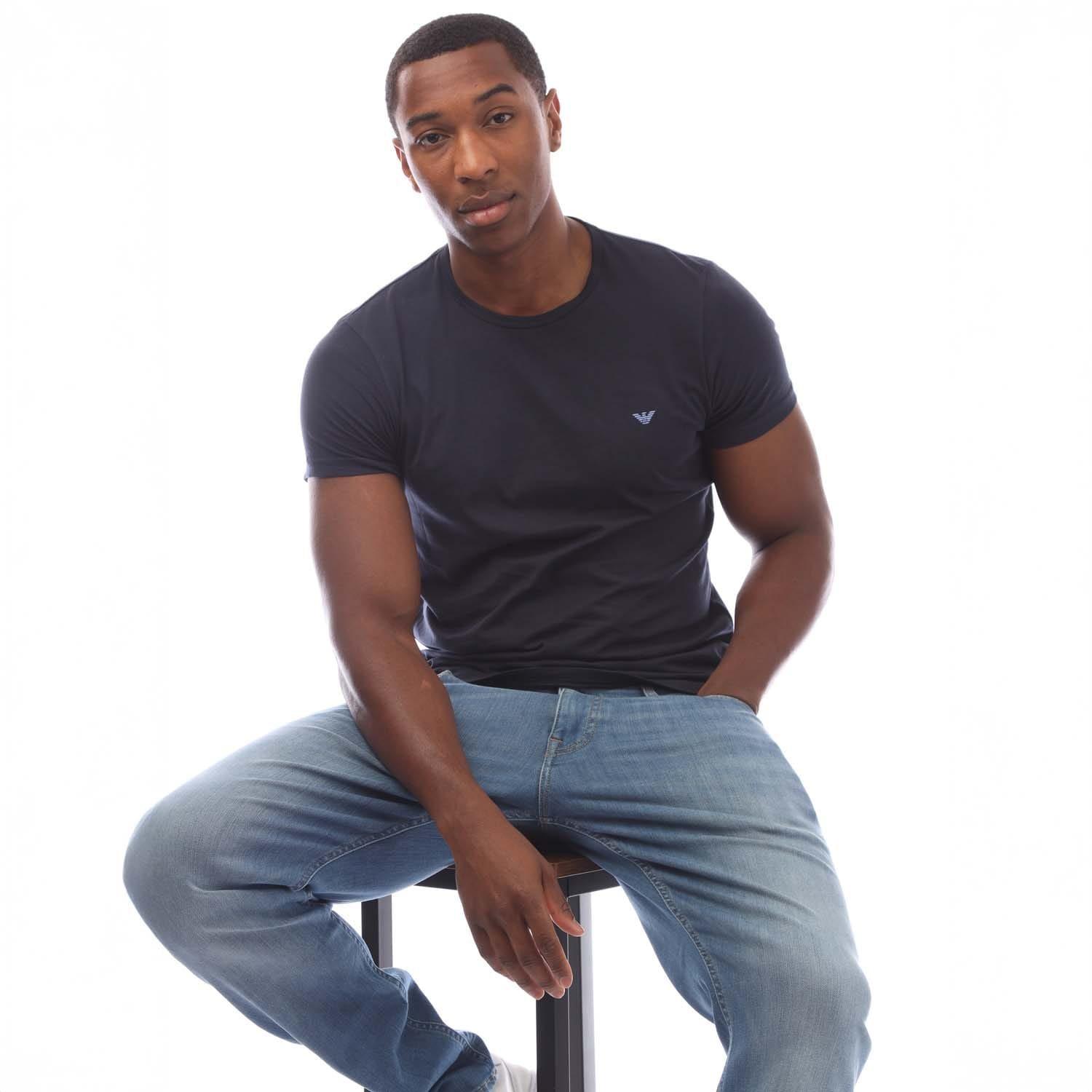 Navy - Emporio Armani - 2 Pack Assorted Crew Neck T-Shirt - 4