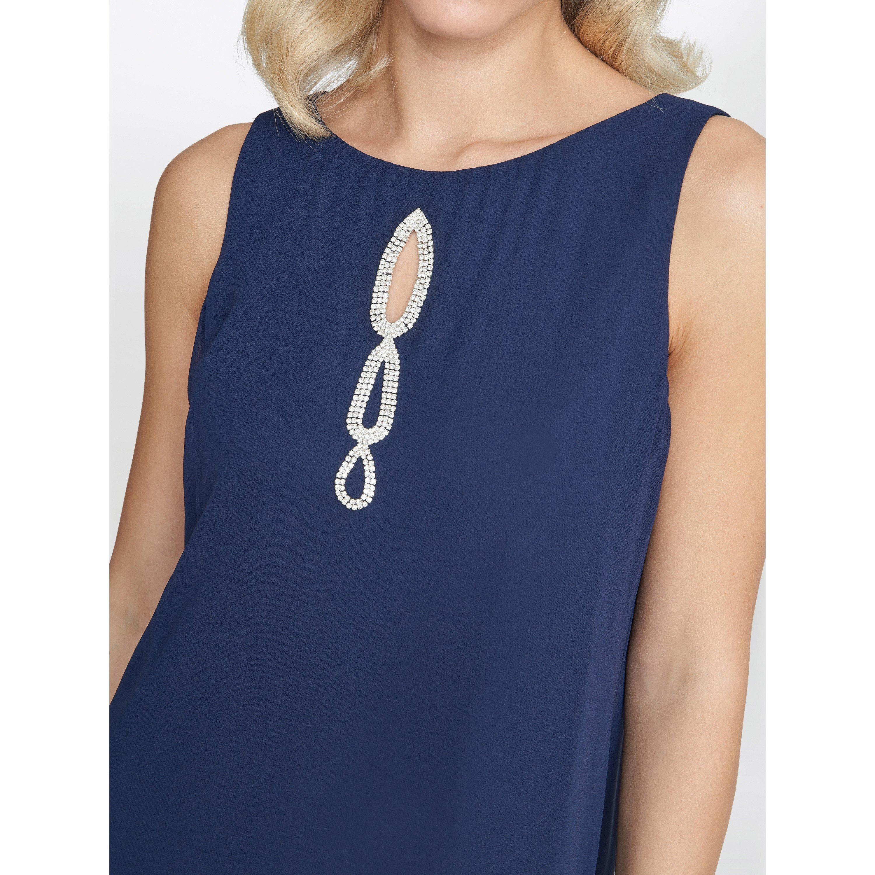 Gina Bacconi | Laura Chiffon Cape And Beaded Neck Dress Gina Bacconi | Laura Chiffon Cape And Beaded Neck Dress