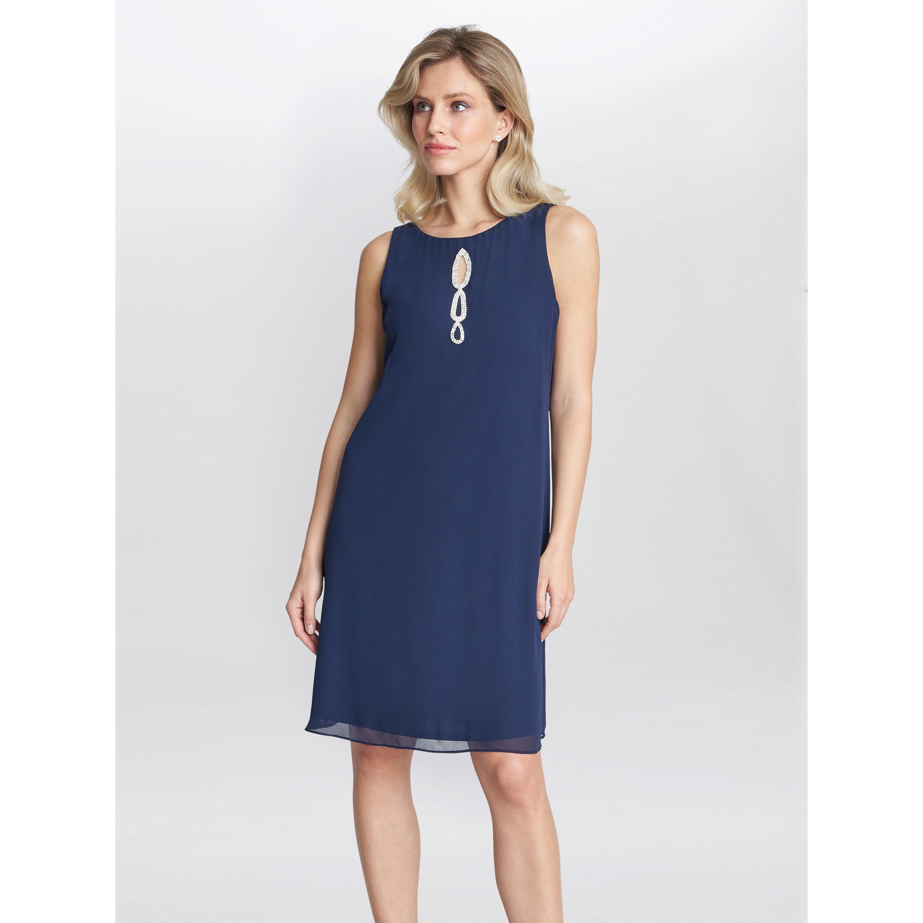 Gina Bacconi | Laura Chiffon Cape And Beaded Neck Dress