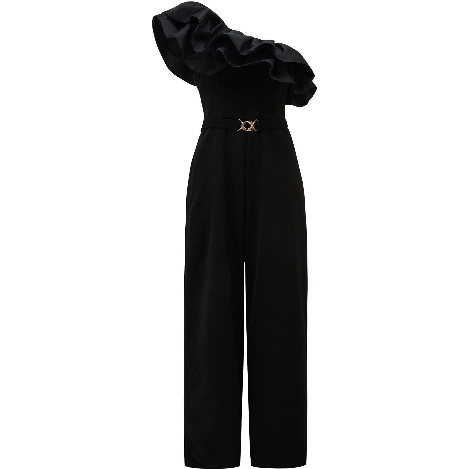 Black - Forever New - Francesca Ruffle Jumpsuit - 1