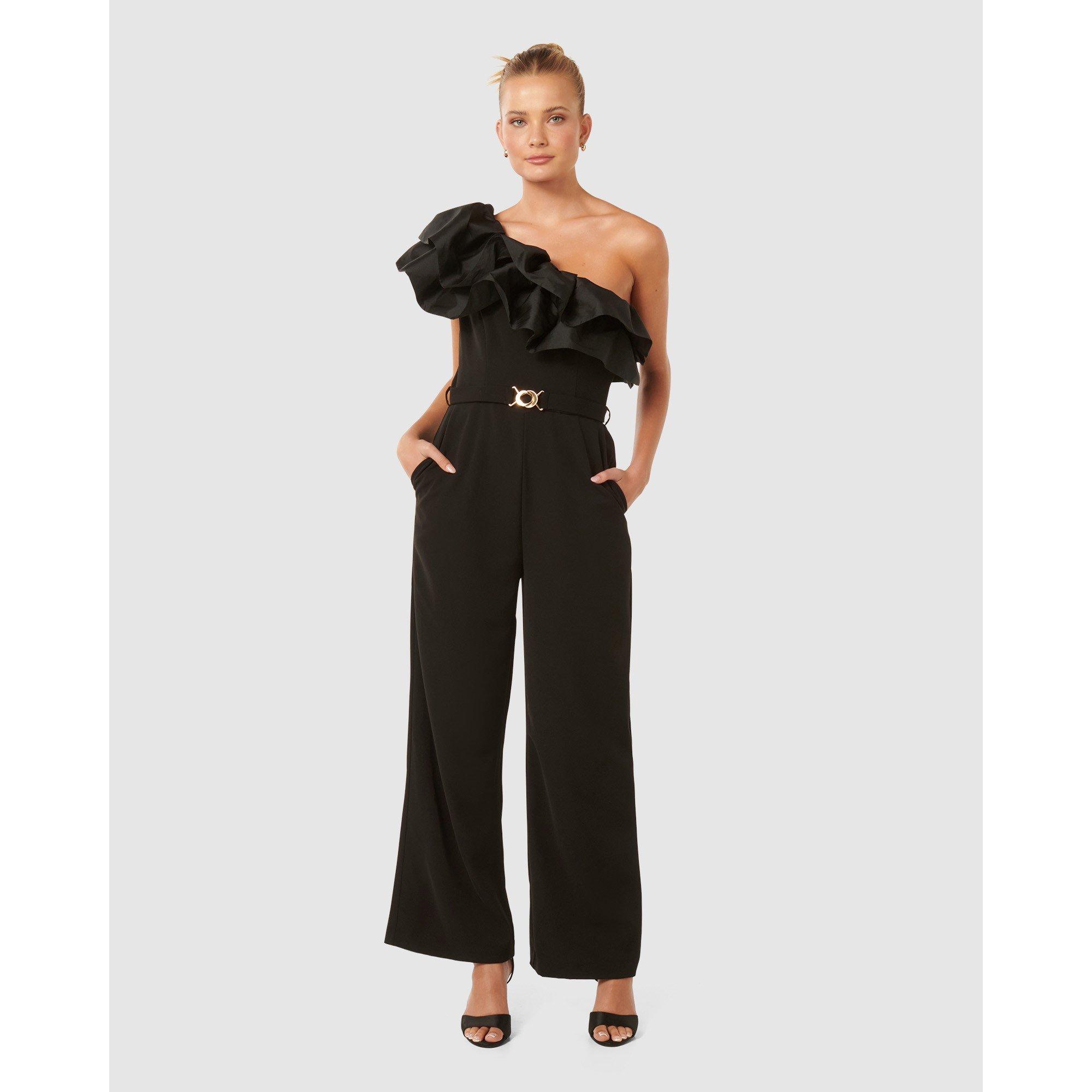 Black - Forever New - Francesca Ruffle Jumpsuit - 2