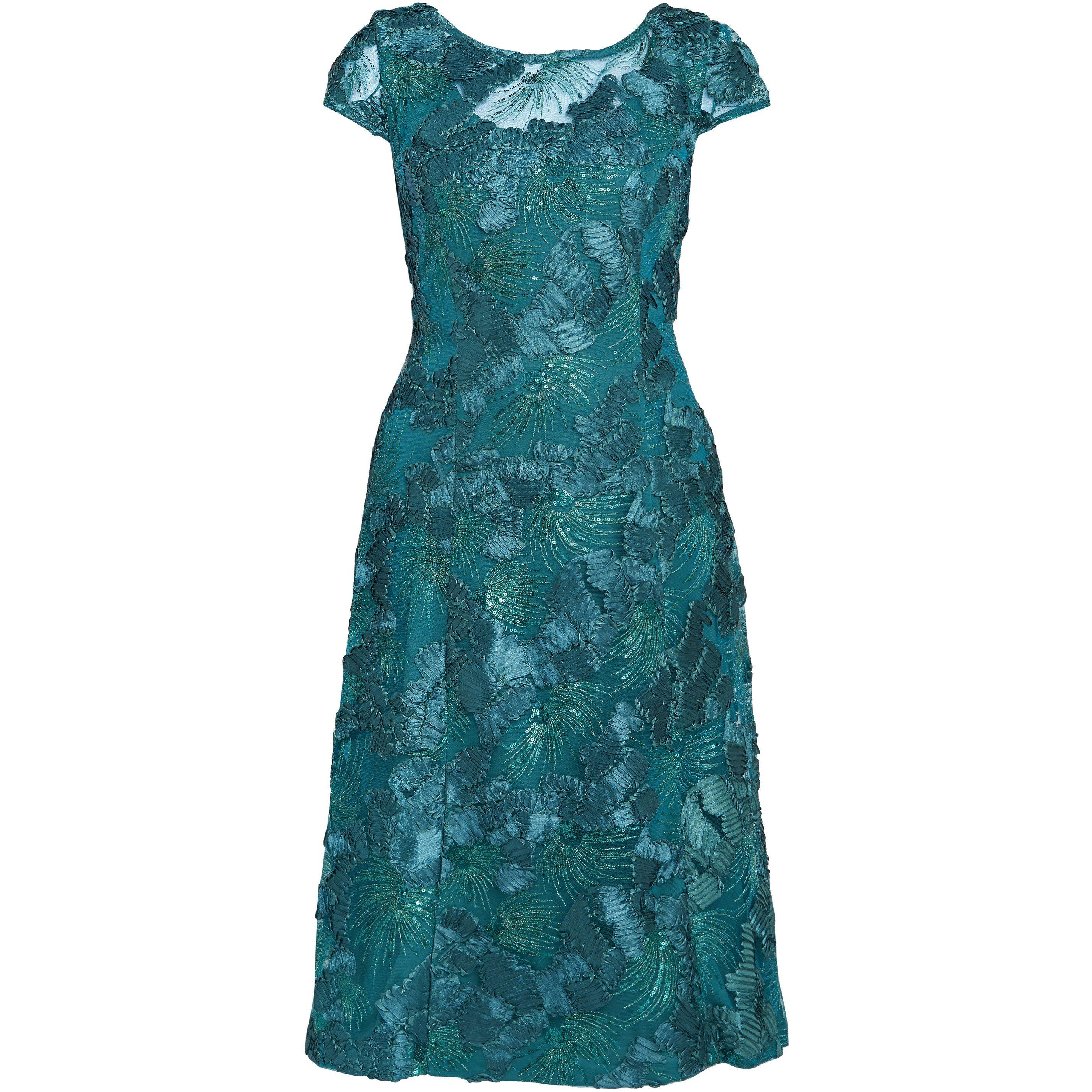 Emerald - Gina Bacconi - Women's Abella Illusion Jewel Floral Party A-Line Dress - 4