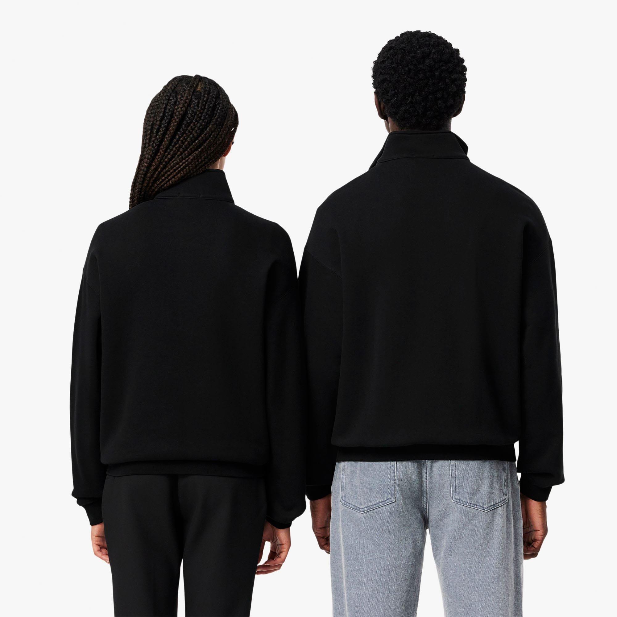 Black - Lacoste - Loose-Fit Zip Neck Badge Accent Sweatshirt - 3