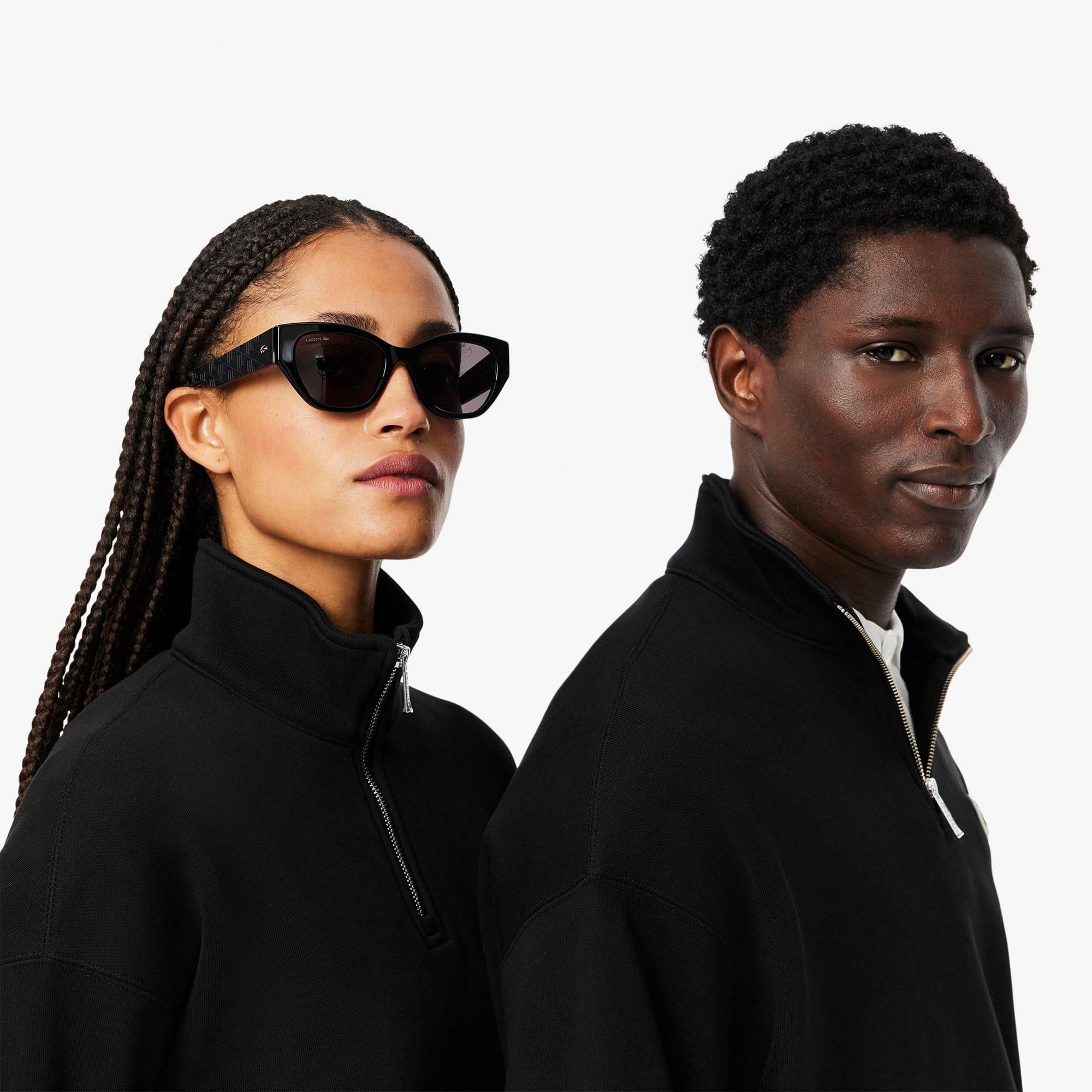 Black - Lacoste - Loose-Fit Zip Neck Badge Accent Sweatshirt - 4