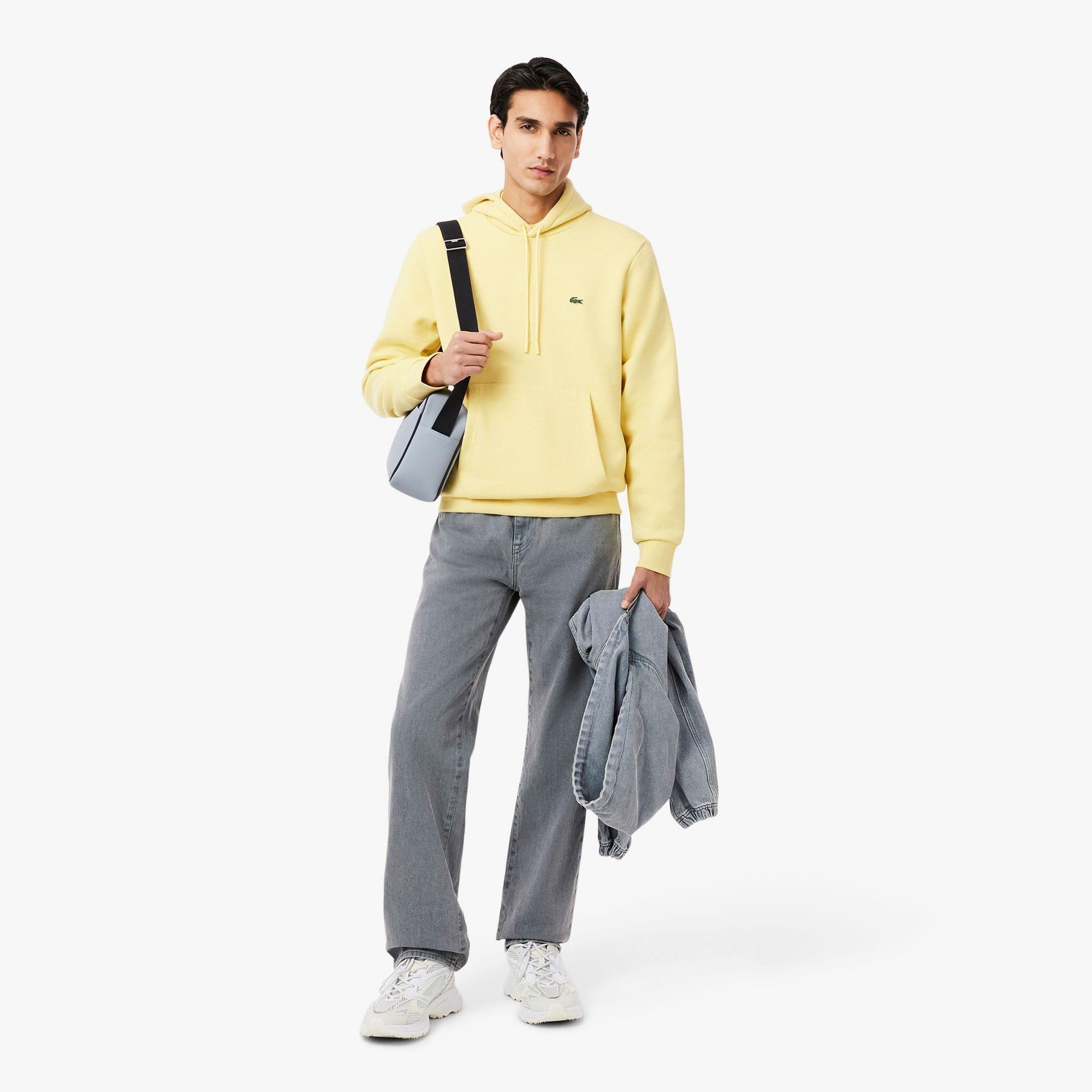 Yellow - Lacoste - Organic Cotton Fleece Hoodie - 4