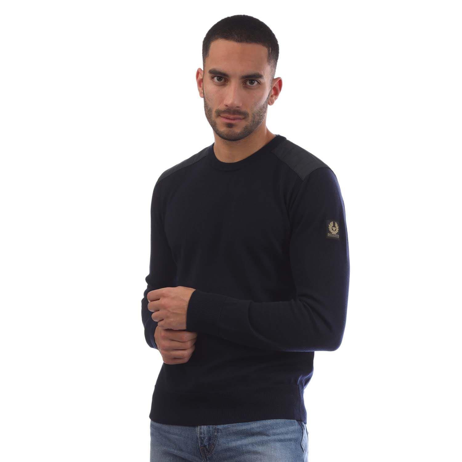 Navy - Belstaff - Merino Crew Neck Kerrigan Jumper - 1