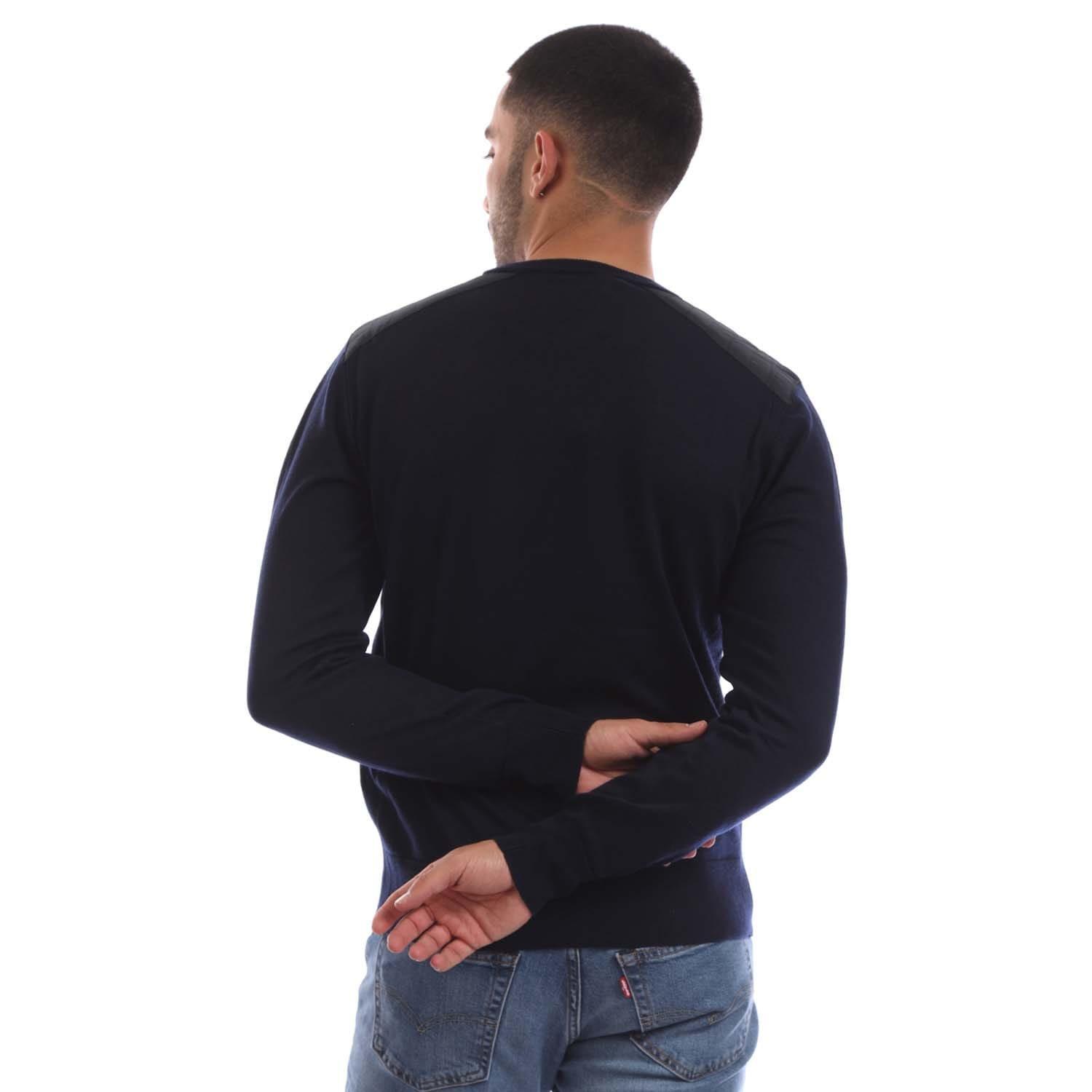 Navy - Belstaff - Merino Crew Neck Kerrigan Jumper - 3