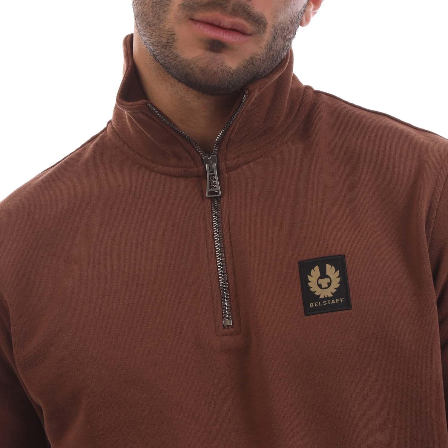Brown - Belstaff - Fleeced Quarter Zip Sweatshirt - 2