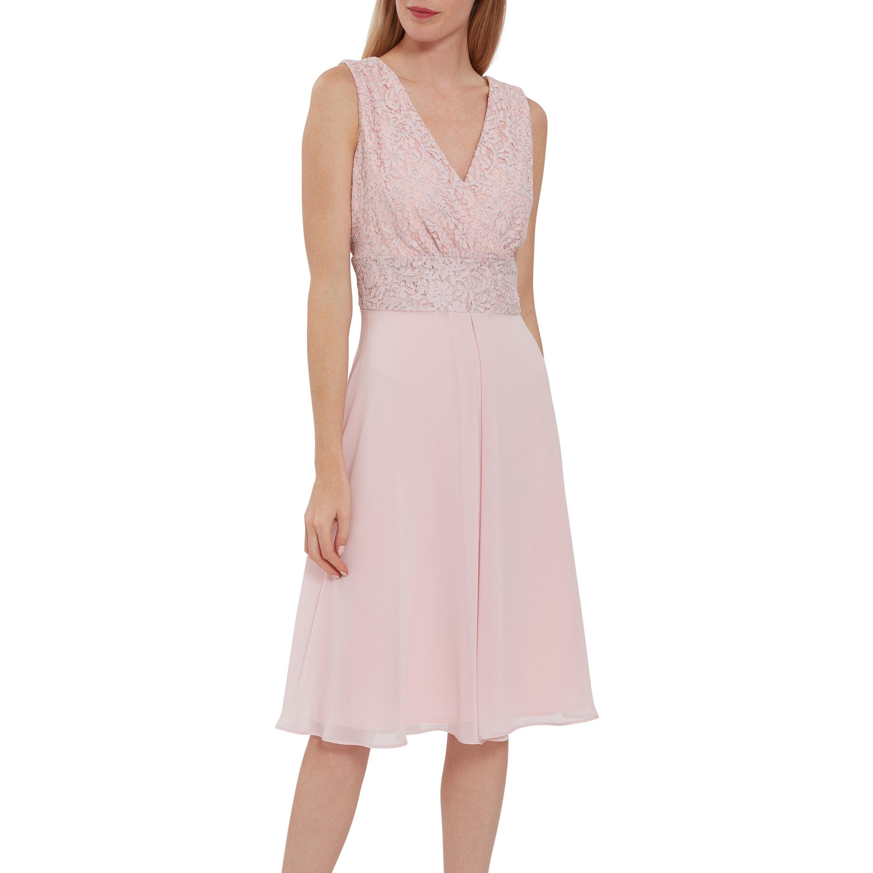 Potpourri Pink - Gina Bacconi - Gracie Metallic Corded Lace Dress - 2