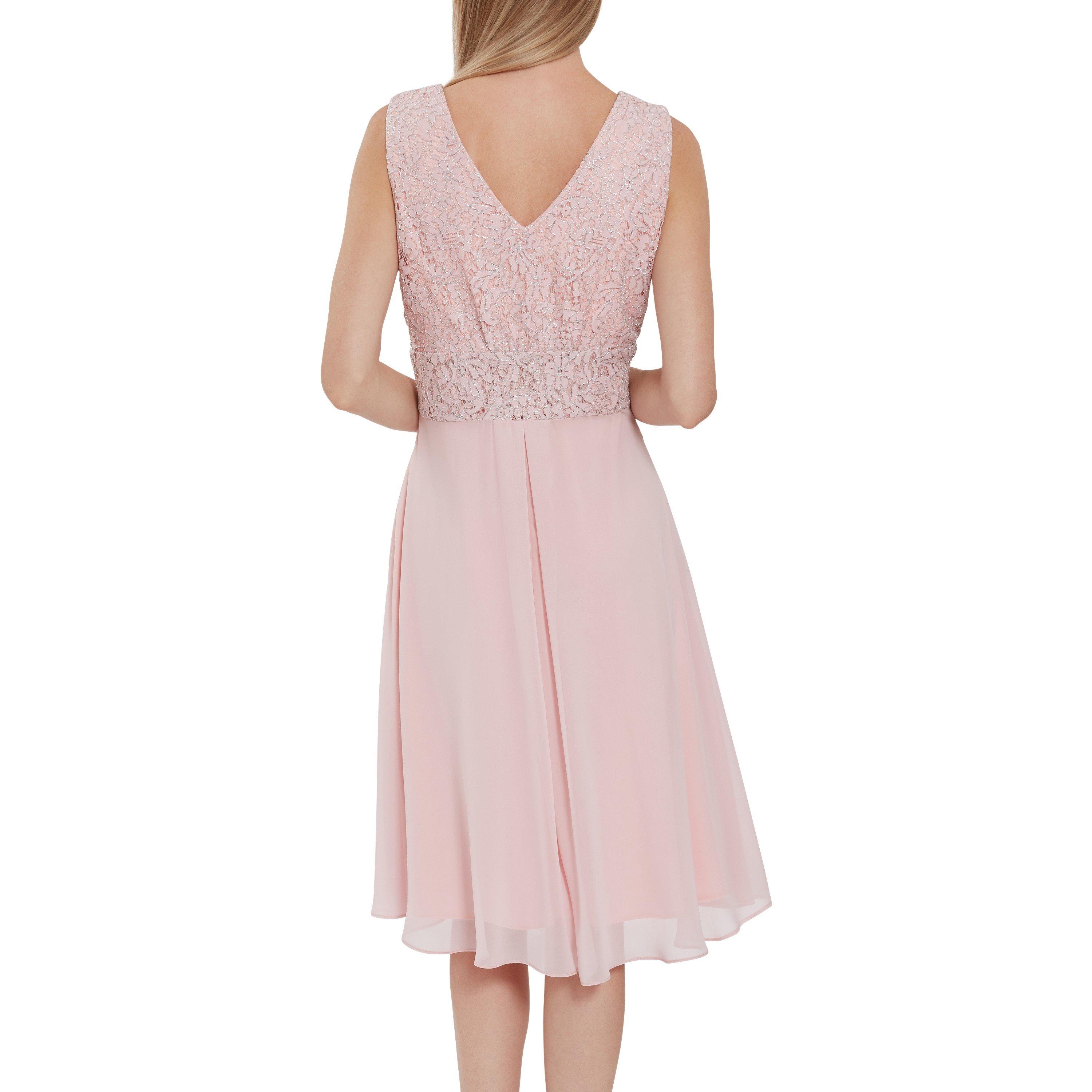 Potpourri Pink - Gina Bacconi - Gracie Metallic Corded Lace Dress - 3