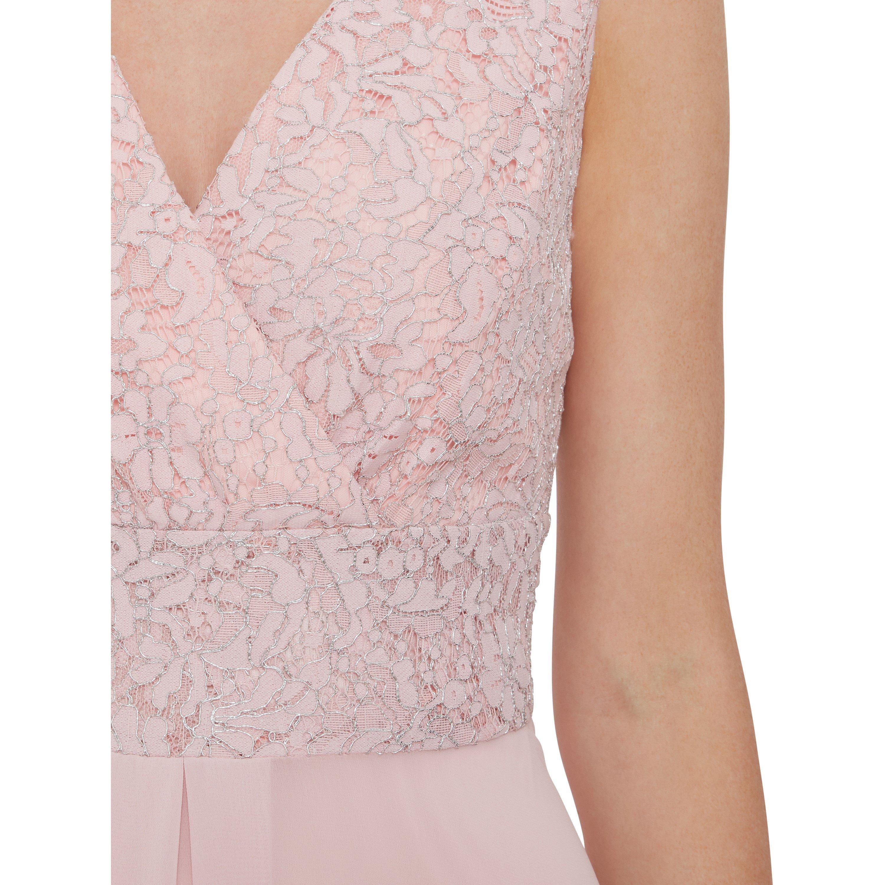 Potpourri Pink - Gina Bacconi - Gracie Metallic Corded Lace Dress - 4