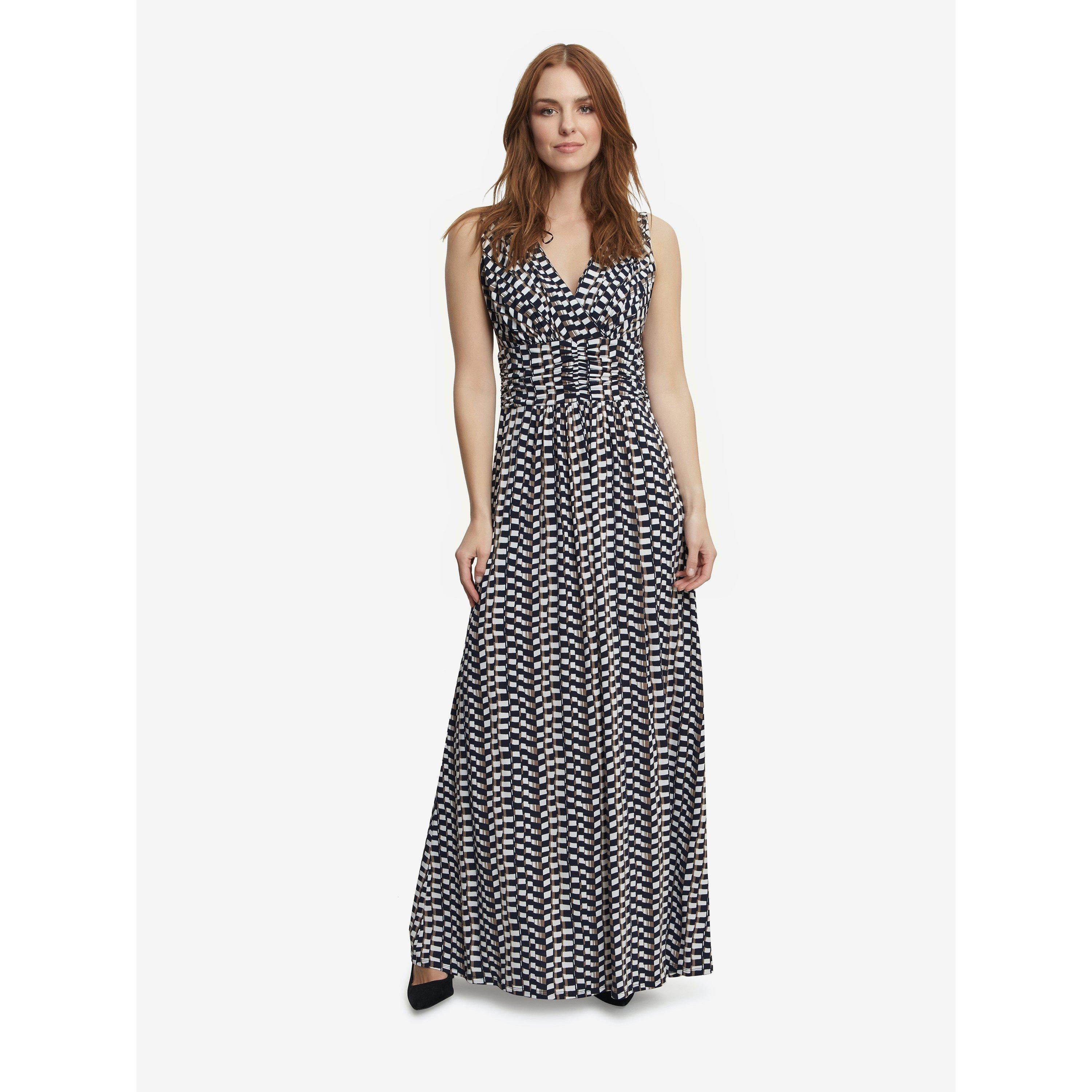 Beige / Navy - Gina Bacconi - Susie Jersey Maxi Dress - 1