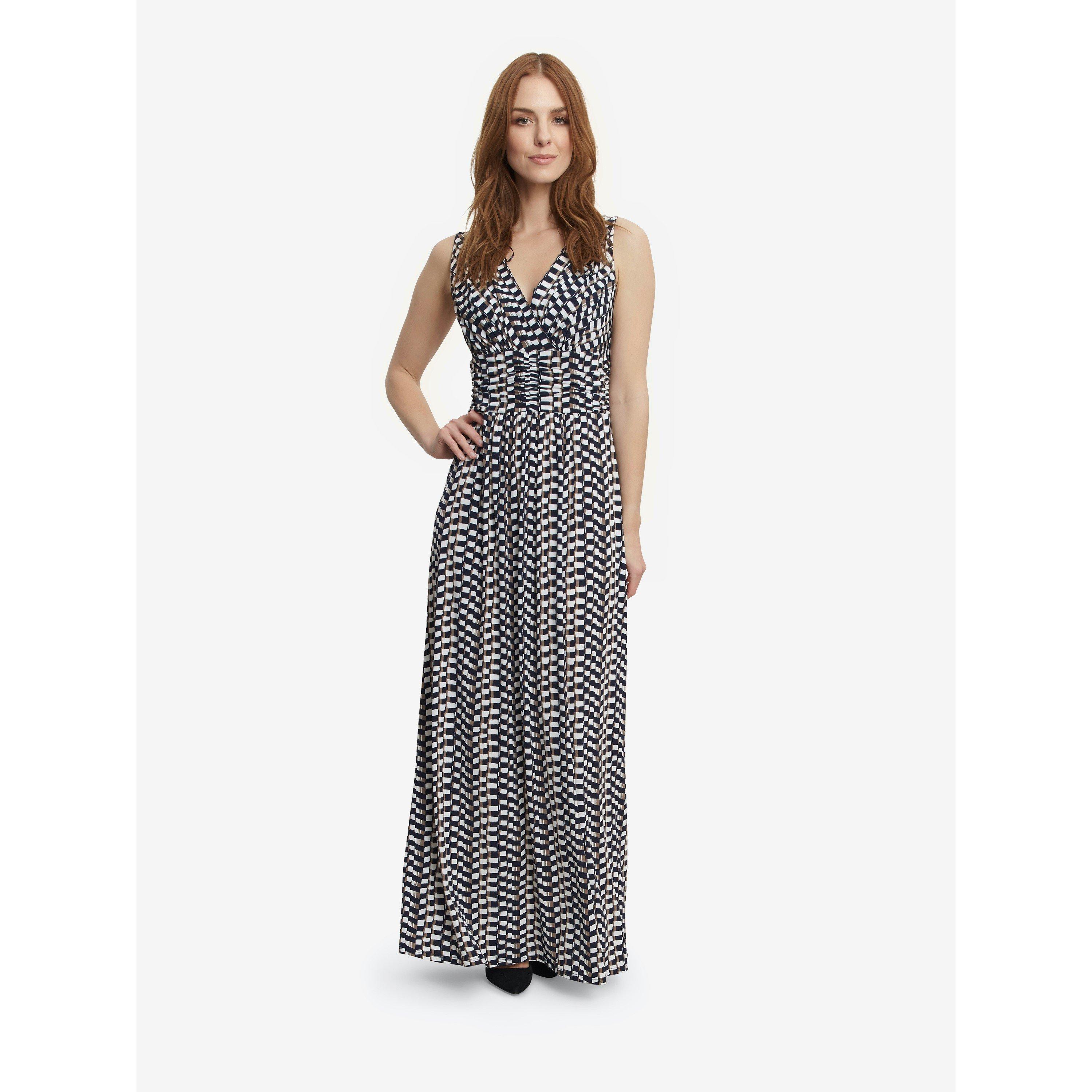 Beige / Navy - Gina Bacconi - Susie Jersey Maxi Dress - 3