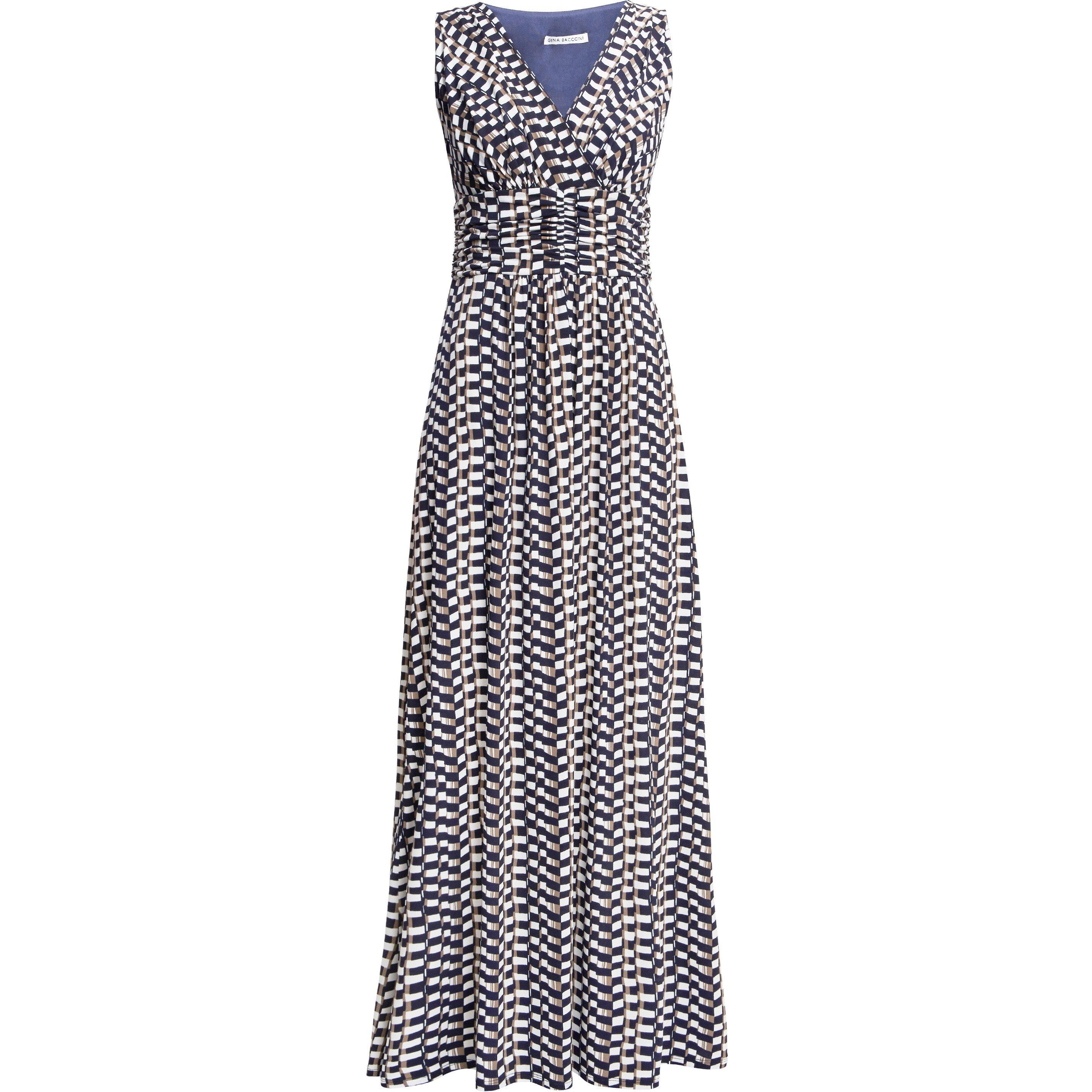 Beige / Navy - Gina Bacconi - Susie Jersey Maxi Dress - 4