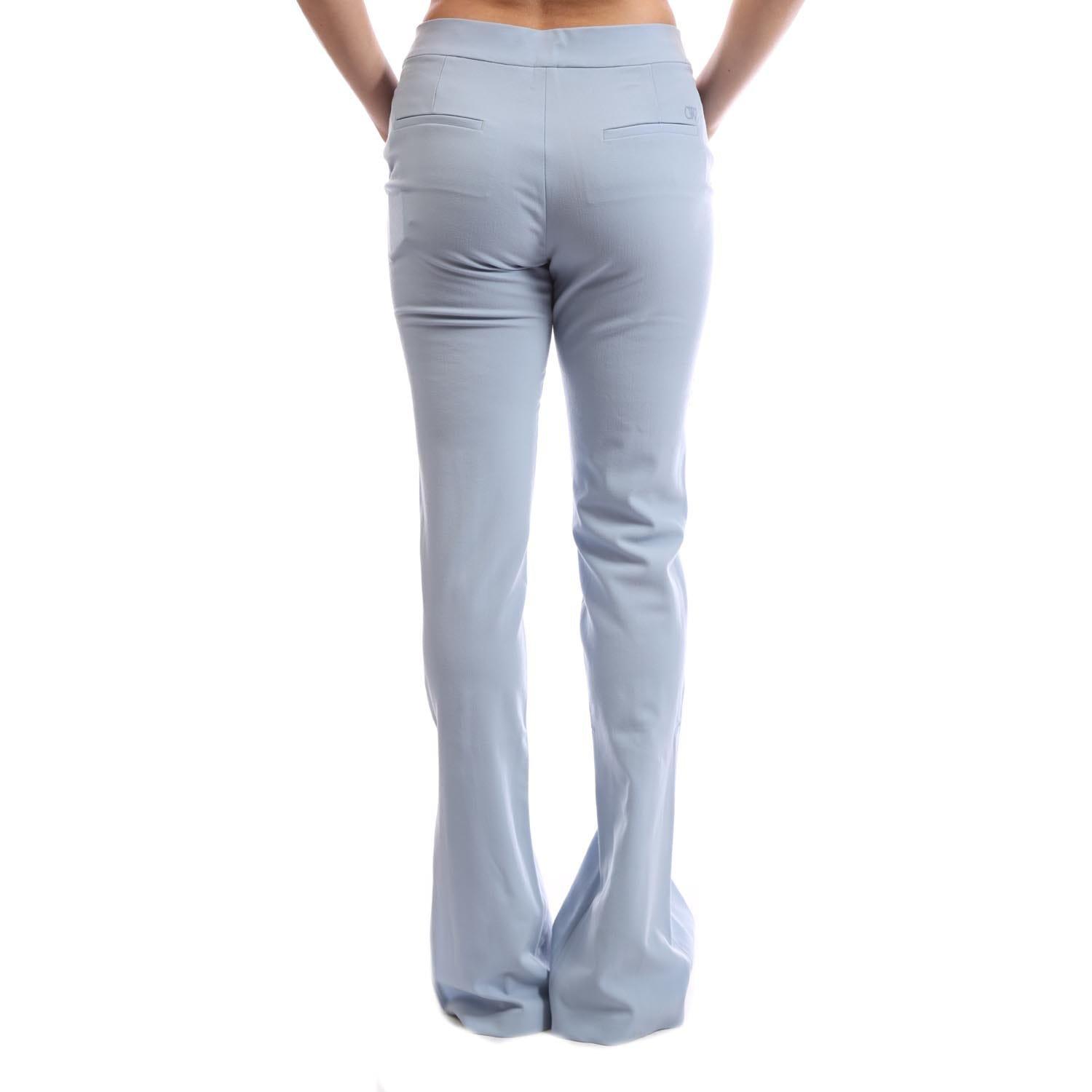 Light Blue - Off White - Wool Blend Basic Slim Pants - 3