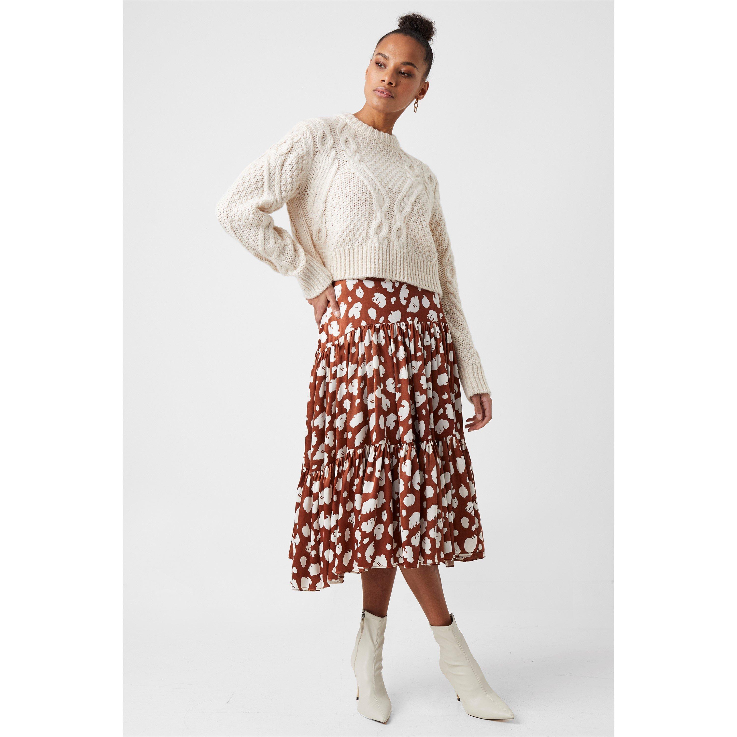 Brown Patina/Cl - French Connection - Aimee Tiered Midi Skirt - 1