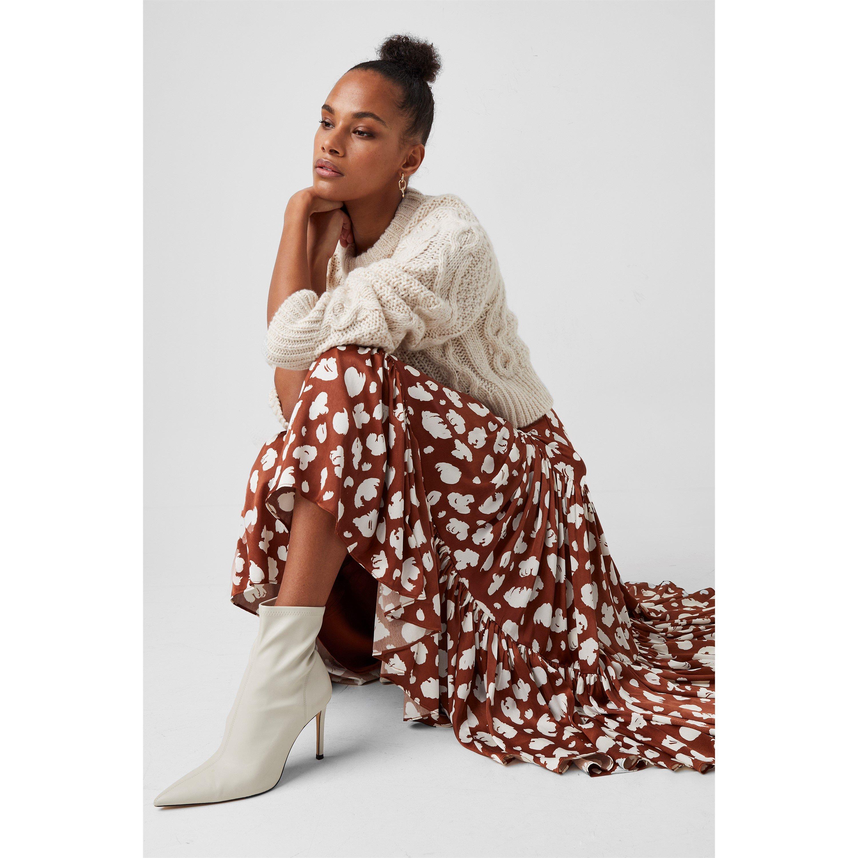 Brun Patina/Cl - French Connection - Aimee Tiered Midi Skirt - 2