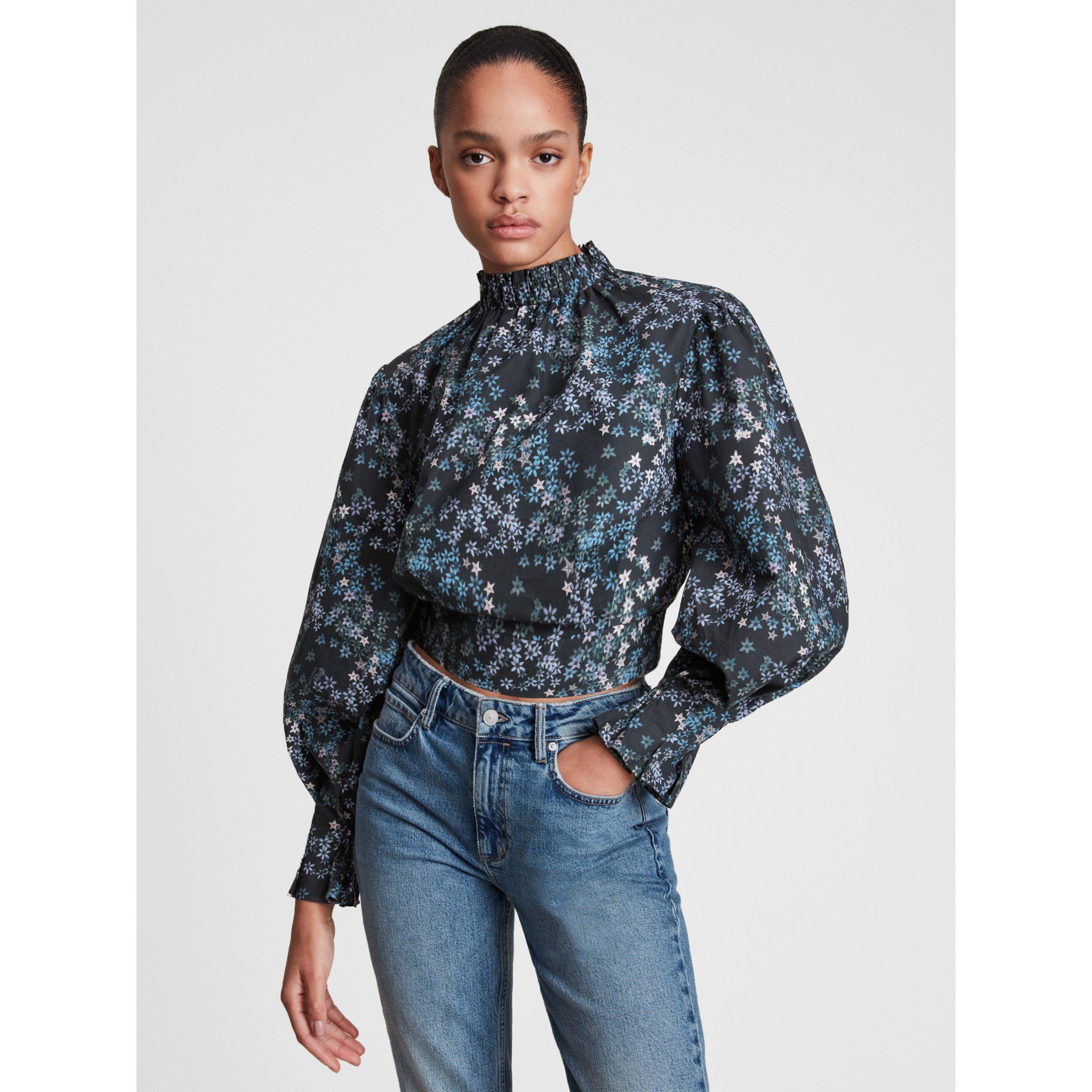 Allsaints Women's Luna Asgard Short-Sleeve Casual Blouse - Black - Size 10