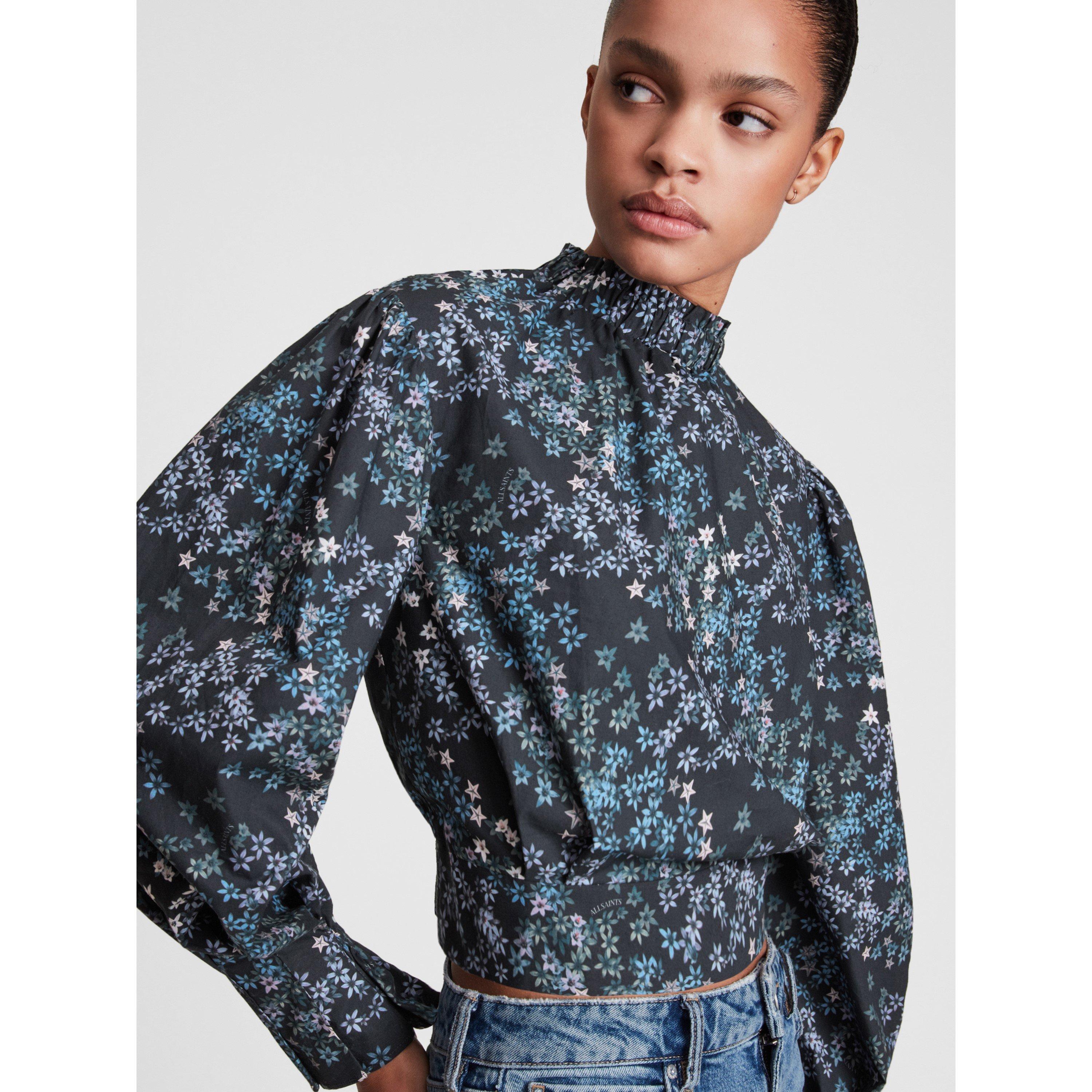 Black - AllSaints - Women's Luna Asgard Short-Sleeve Casual Blouse - 5