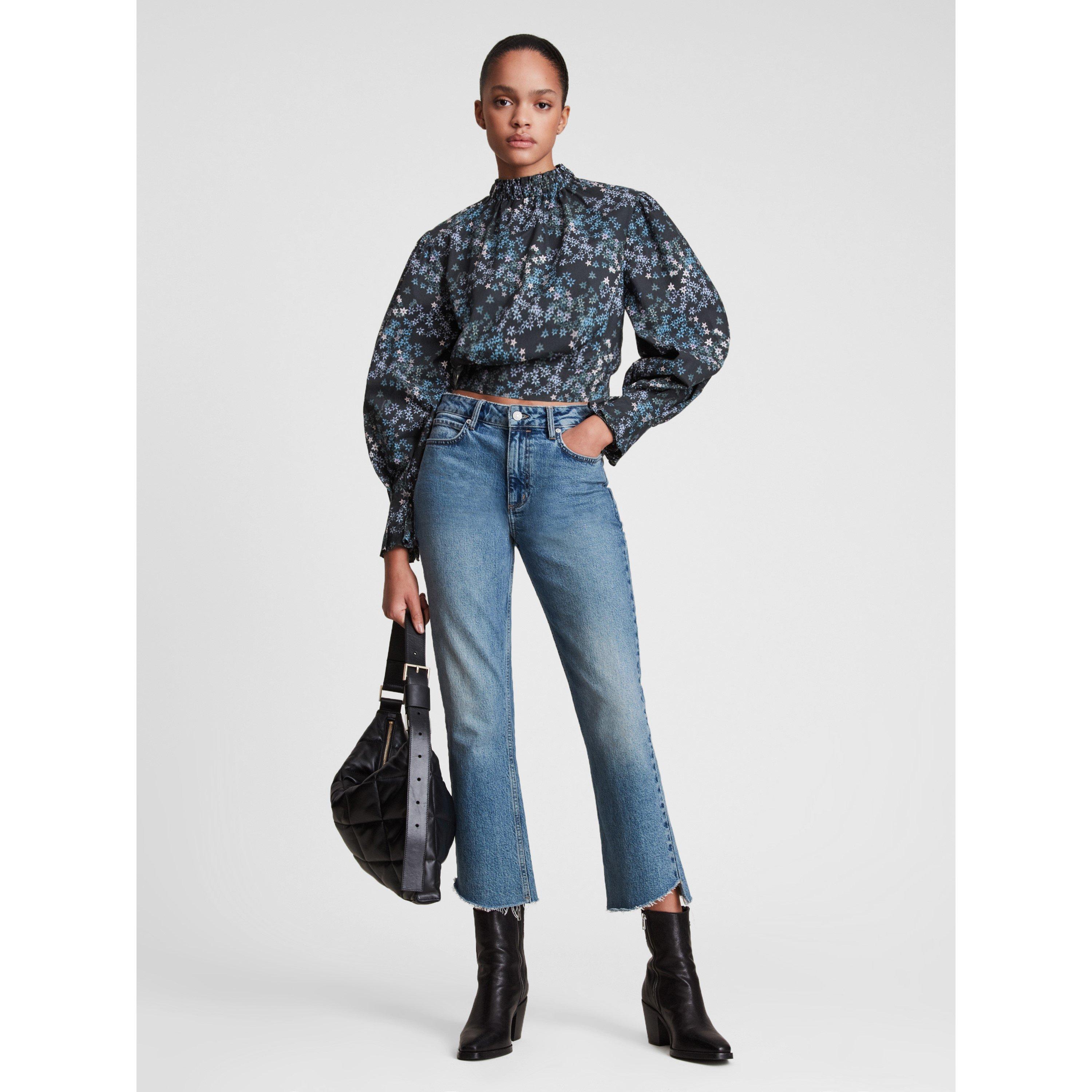 Black - AllSaints - Women's Luna Asgard Short-Sleeve Casual Blouse - 6