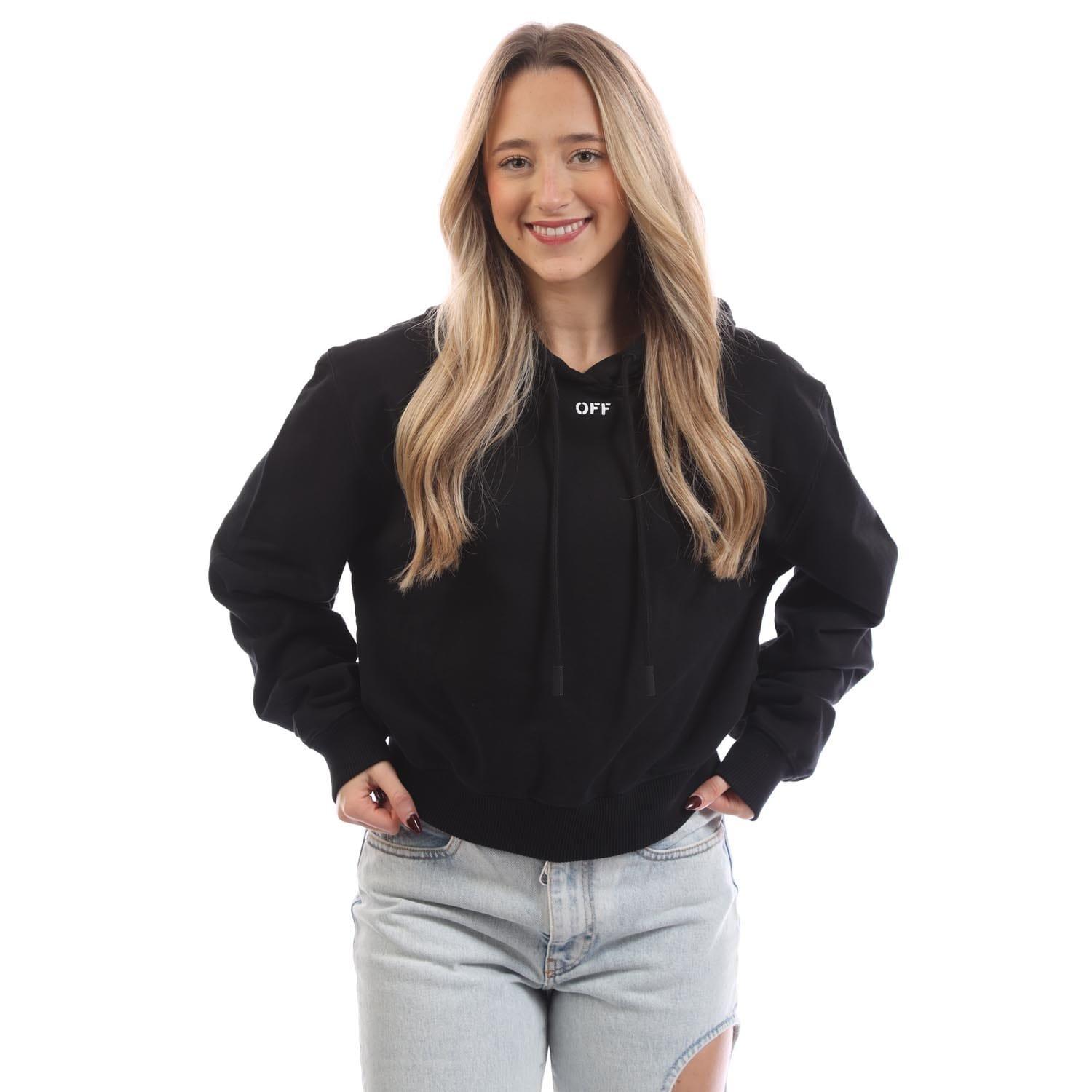 Off White Stamp Cropped Hoodie