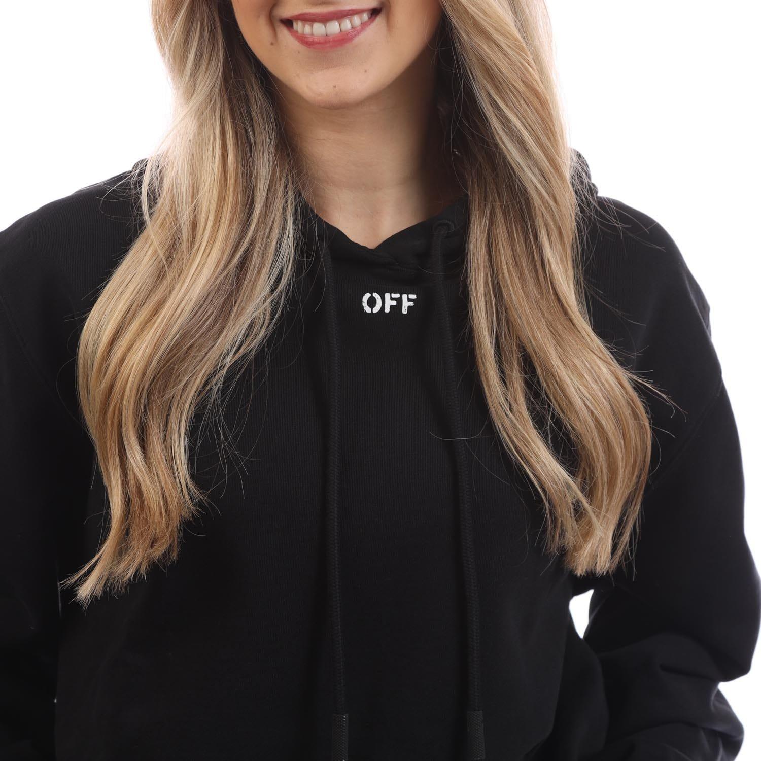 Black-White - Off White - Stamp Cropped Hoodie - 2