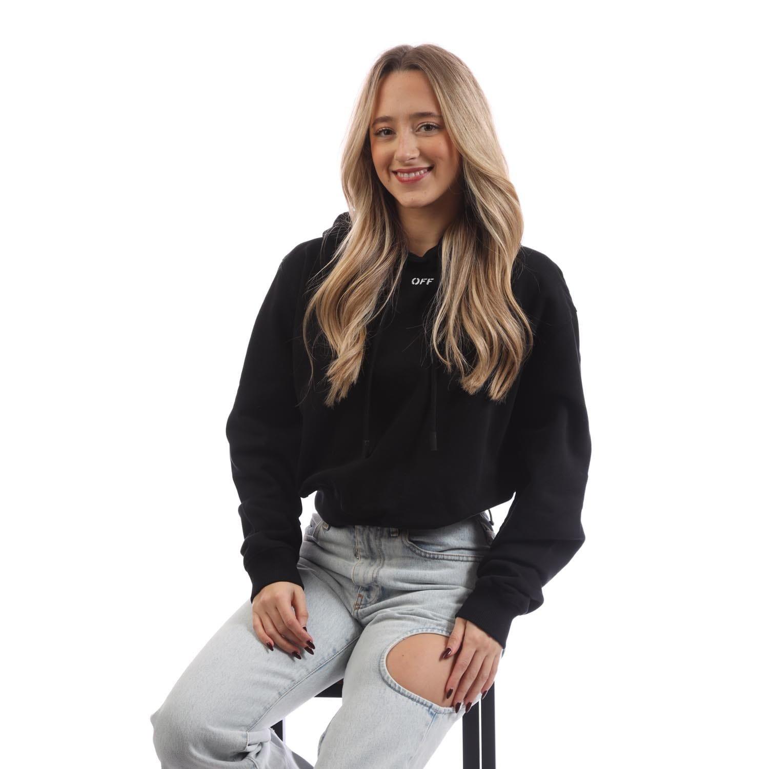 Black-White - Off White - Stamp Cropped Hoodie - 4