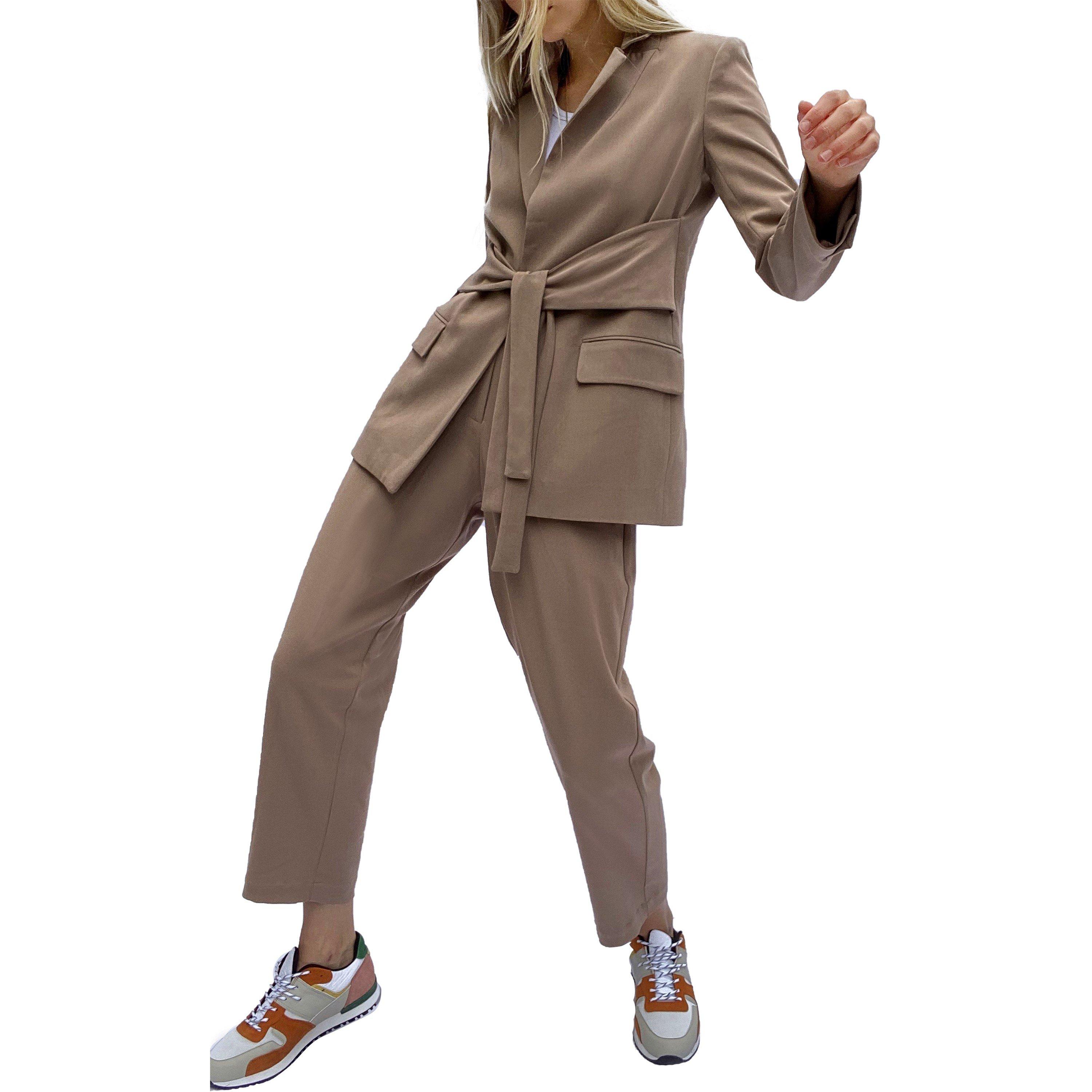 Mocha Mousse - French Connection - Rosanna Cupro Pleat Front Trousers - 2