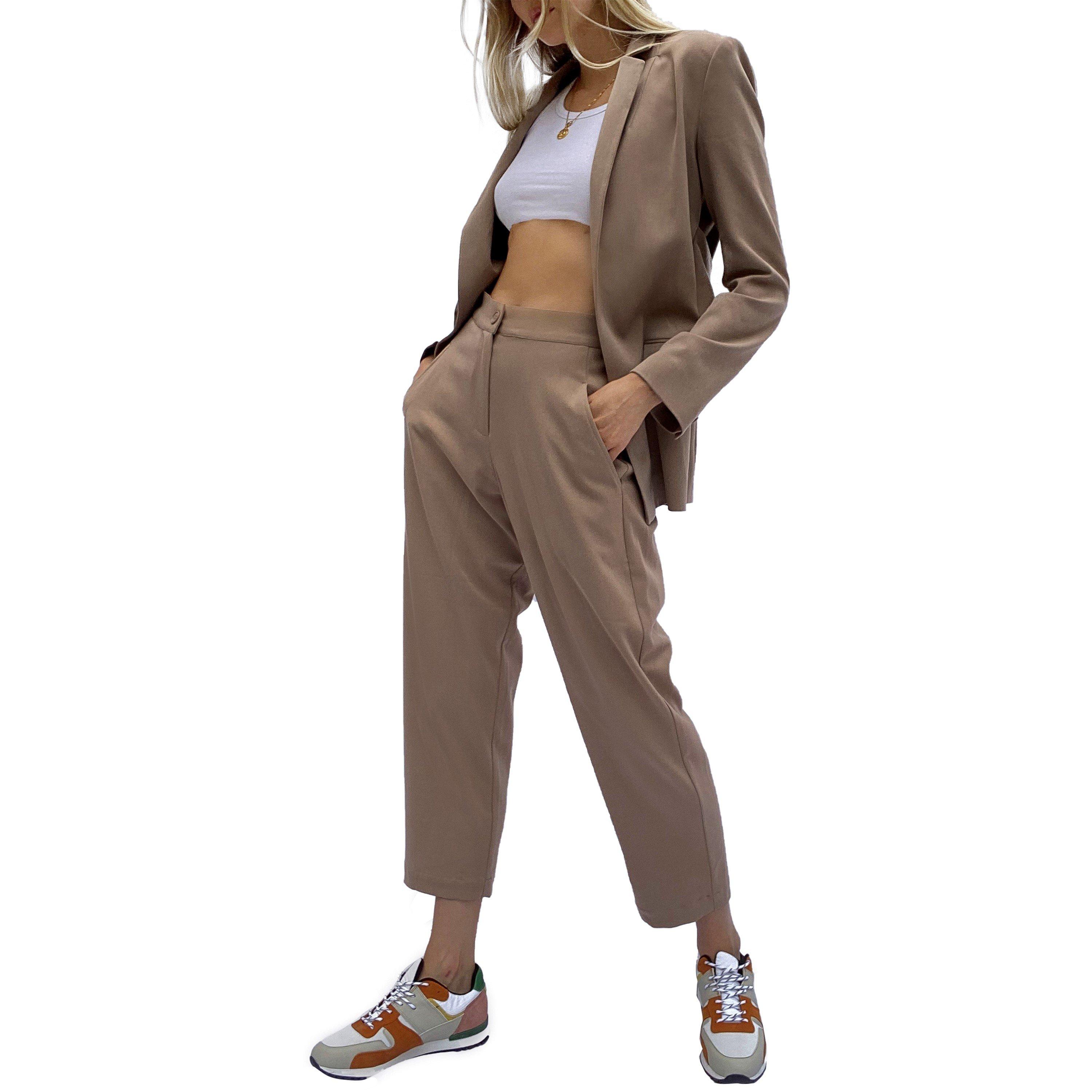 Mocha Mousse - French Connection - Rosanna Cupro Pleat Front Trousers - 3